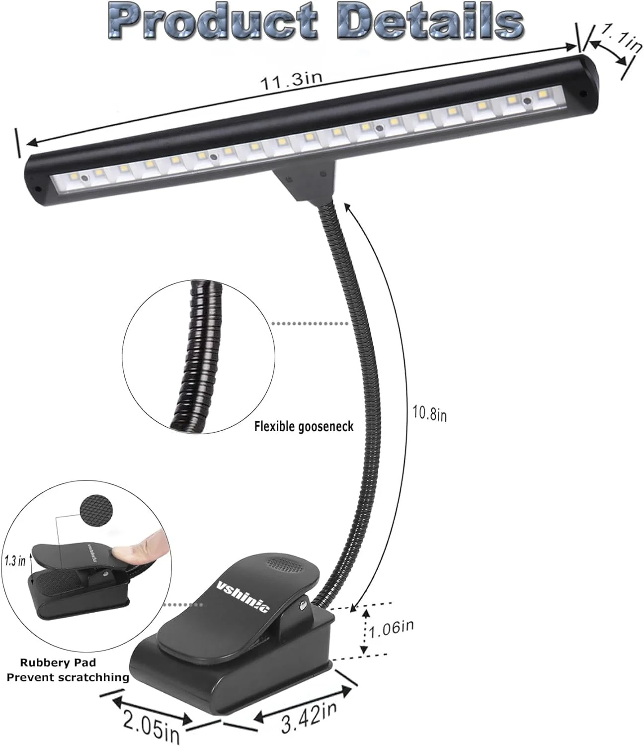 Music Stand Light,Clip On Piano Lights 18 LED Orchestra Light Clip On Reading Light,Fully Adjustable No Flicker for Piano,Book Reading, DJ, Craft Work (Powered by AC Adapter AAABatteries) - Image 8