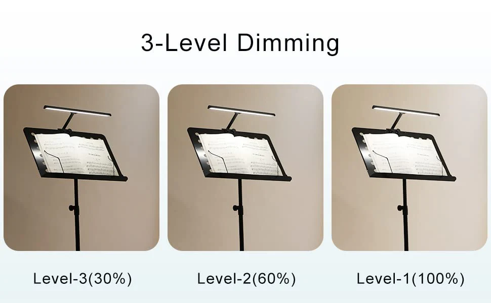 Music Stand Lights LED Clip On Light Rechargeable Built-in 4000mAh Lithium Battery Operated USB-C Eye-care Clamp Lamp Foldable for Sheet Music - Image 4