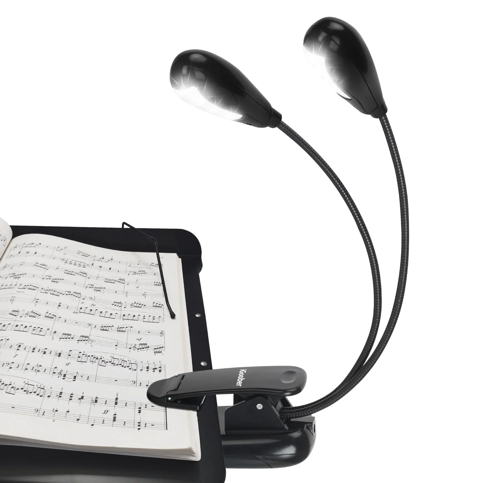 Music Stand Lights - Musician Piano Light Clip On, USB & AAA Battery Powered, Eye Care & Portable, 8 LED Book Reading Lamp, 2 Arm x 2 Brightness Levels, Ideal for Sheet Music,Orchestra, Guitar - Image 7