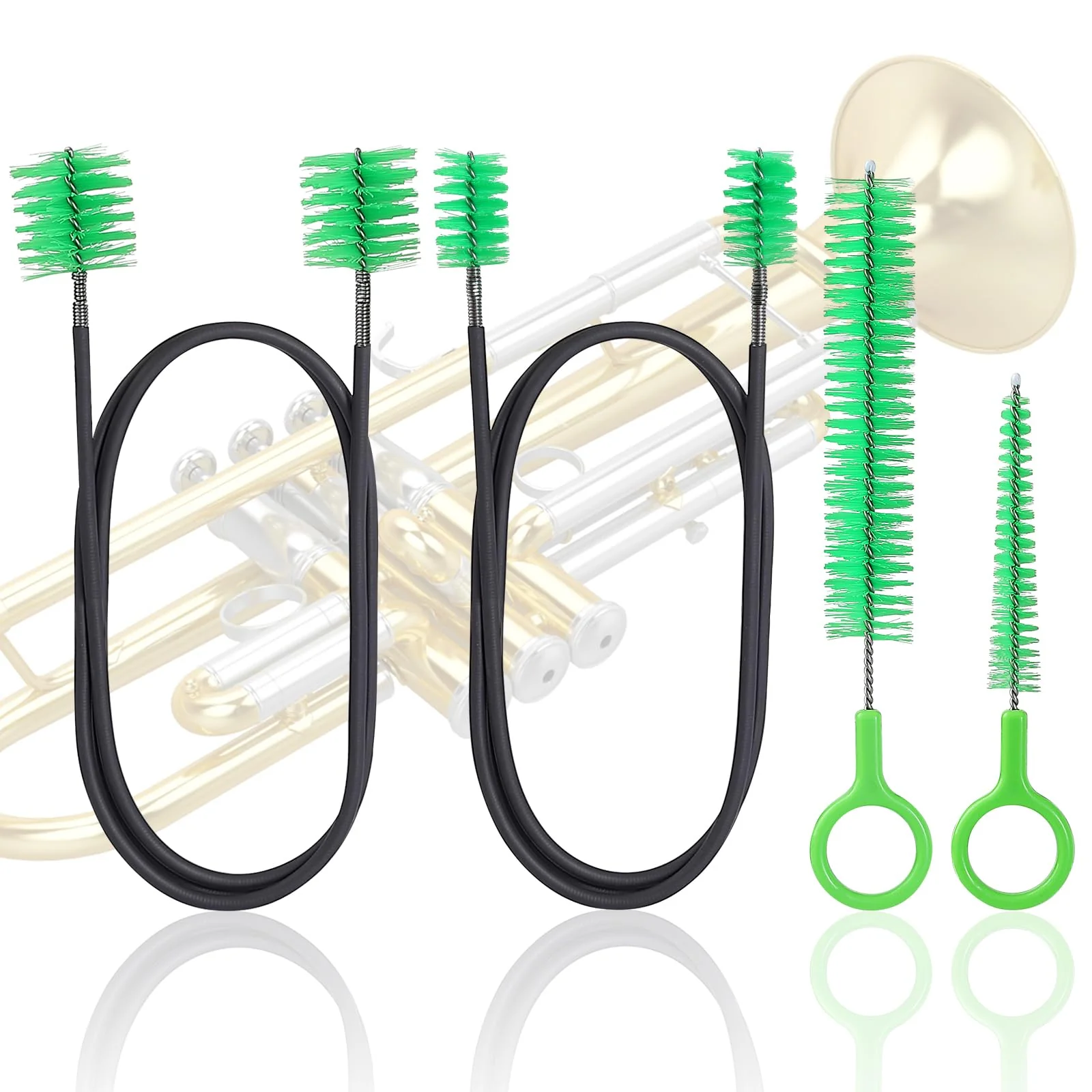 Musical Instrument Care 4 Pieces trumpet cleaning Snake Brush care kit, Brass Mouthpiece & Cup Brush for Trumpet, Trombone Brush,Mouthpiece Brush Valve Brush Flexible Brush