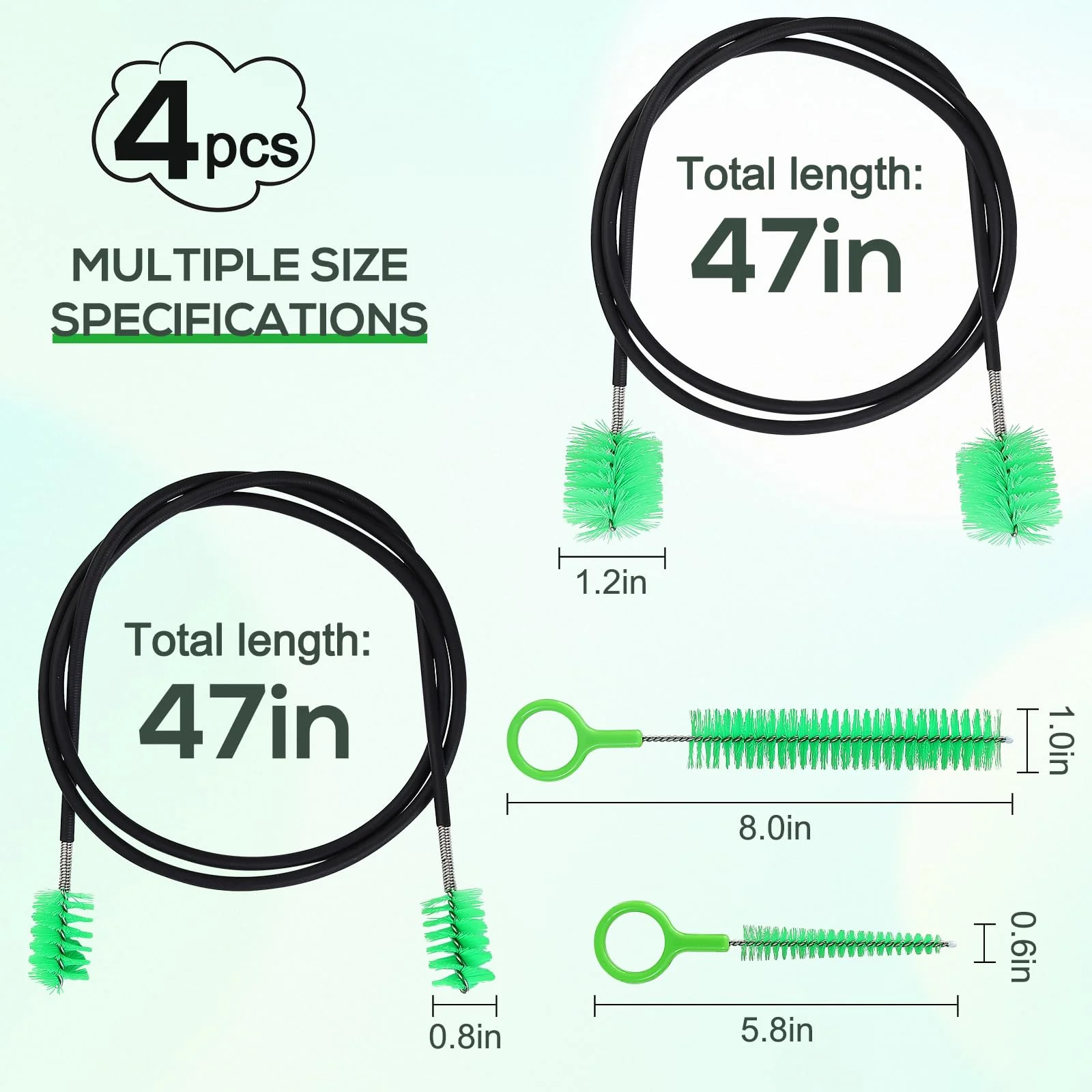 Musical Instrument Care 4 Pieces trumpet cleaning Snake Brush care kit, Brass Mouthpiece & Cup Brush for Trumpet, Trombone Brush,Mouthpiece Brush Valve Brush Flexible Brush - Image 3