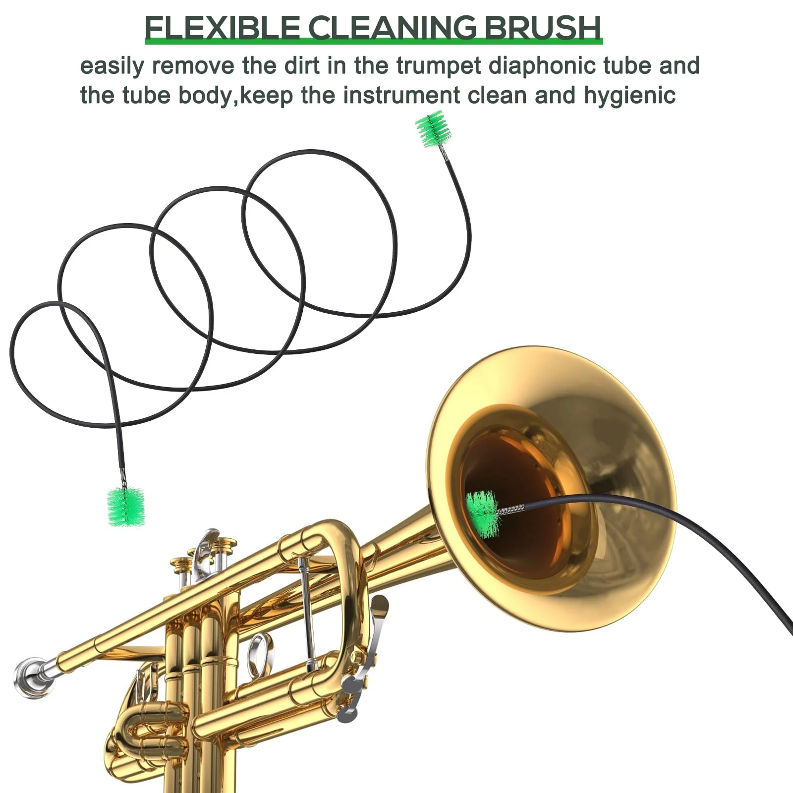 Musical Instrument Care 4 Pieces trumpet cleaning Snake Brush care kit, Brass Mouthpiece & Cup Brush for Trumpet, Trombone Brush,Mouthpiece Brush Valve Brush Flexible Brush - Image 5