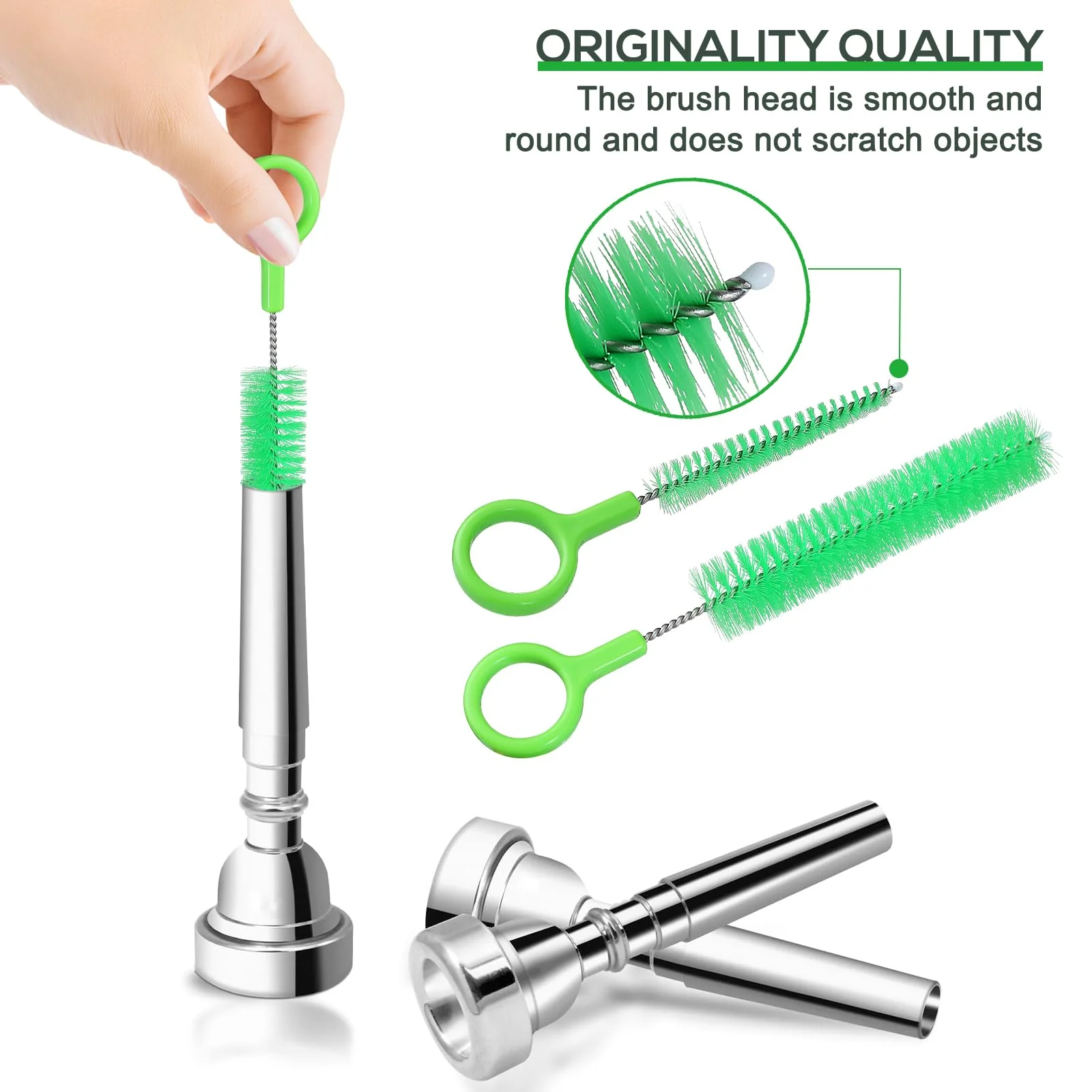 Musical Instrument Care 4 Pieces trumpet cleaning Snake Brush care kit, Brass Mouthpiece & Cup Brush for Trumpet, Trombone Brush,Mouthpiece Brush Valve Brush Flexible Brush - Image 6