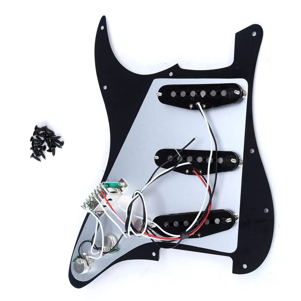Musiclily 11 Hole SSS Prewired Loaded Pickguard with Alnico 5 Single Coil Pickups Set for Strat ST Style Electric Guitar, 3Ply Black - Image 6