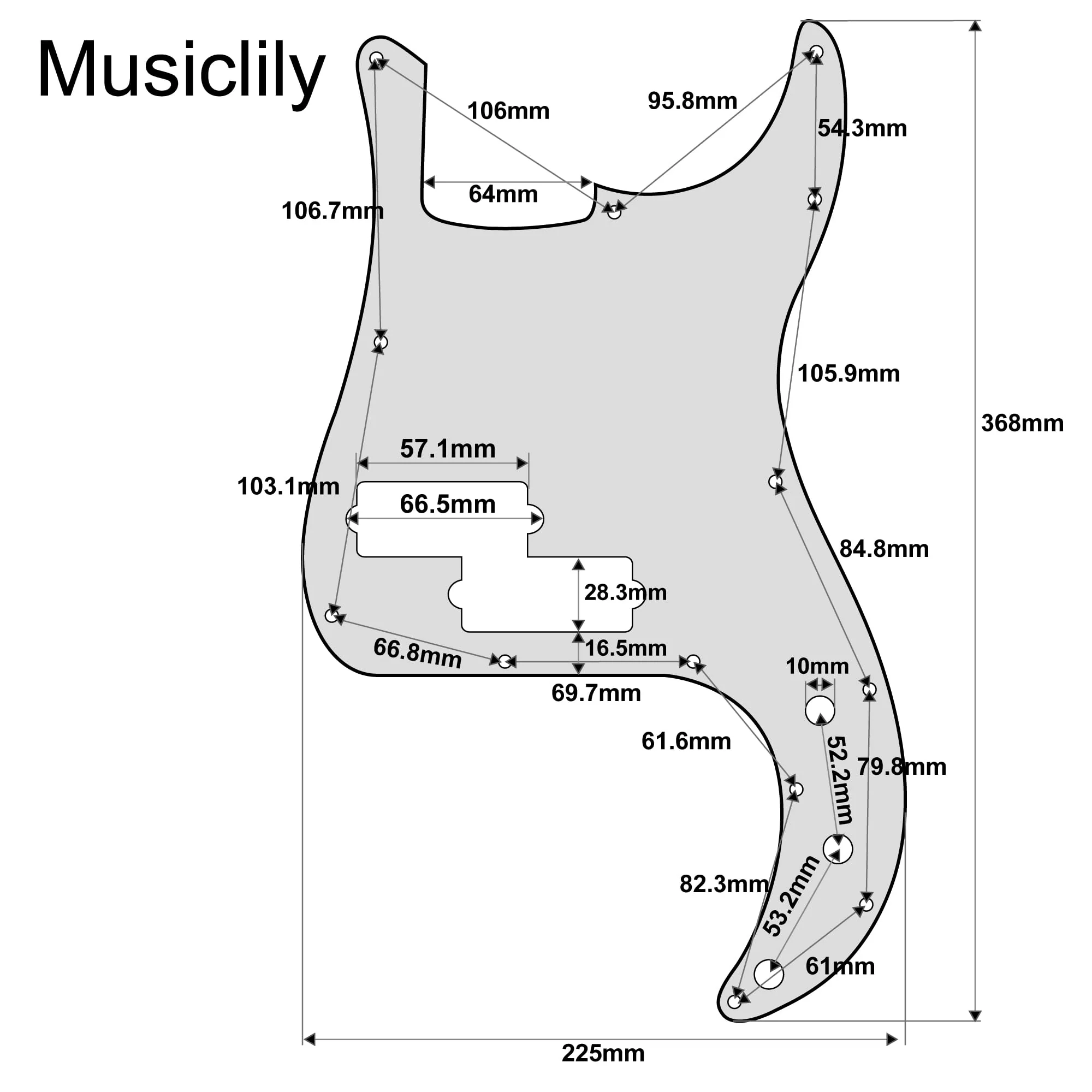 Musiclily 13 Hole P Bass Precision Bass Pickguard Scratch Plate Pick Guards for 4 String Fender American/Mexican Standard Precision Bass Guitar, 4Ply Red Tortoise - Image 2