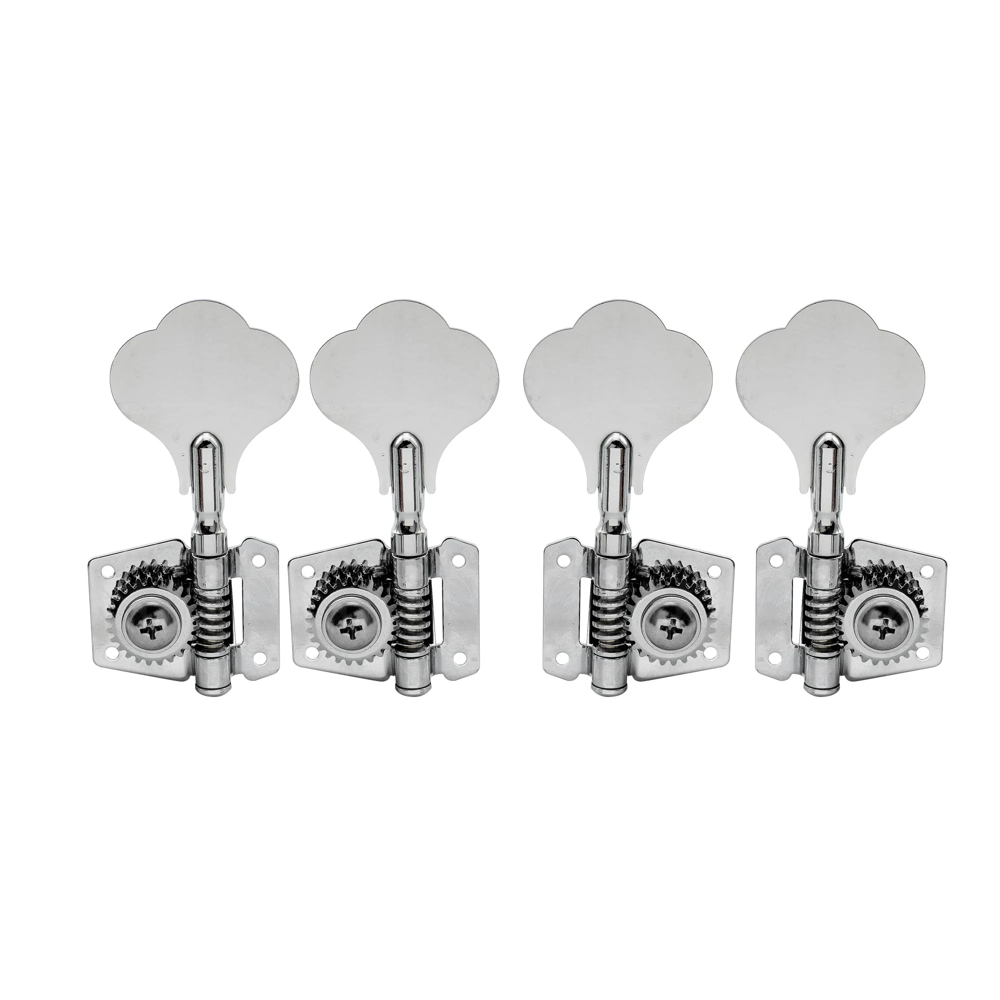 Musiclily 2+2 Vintage Open Geared Bass Tuners Machine Head Tuning Keys Pegs Set for Jazz Precision P Bass Replacement, Chrome