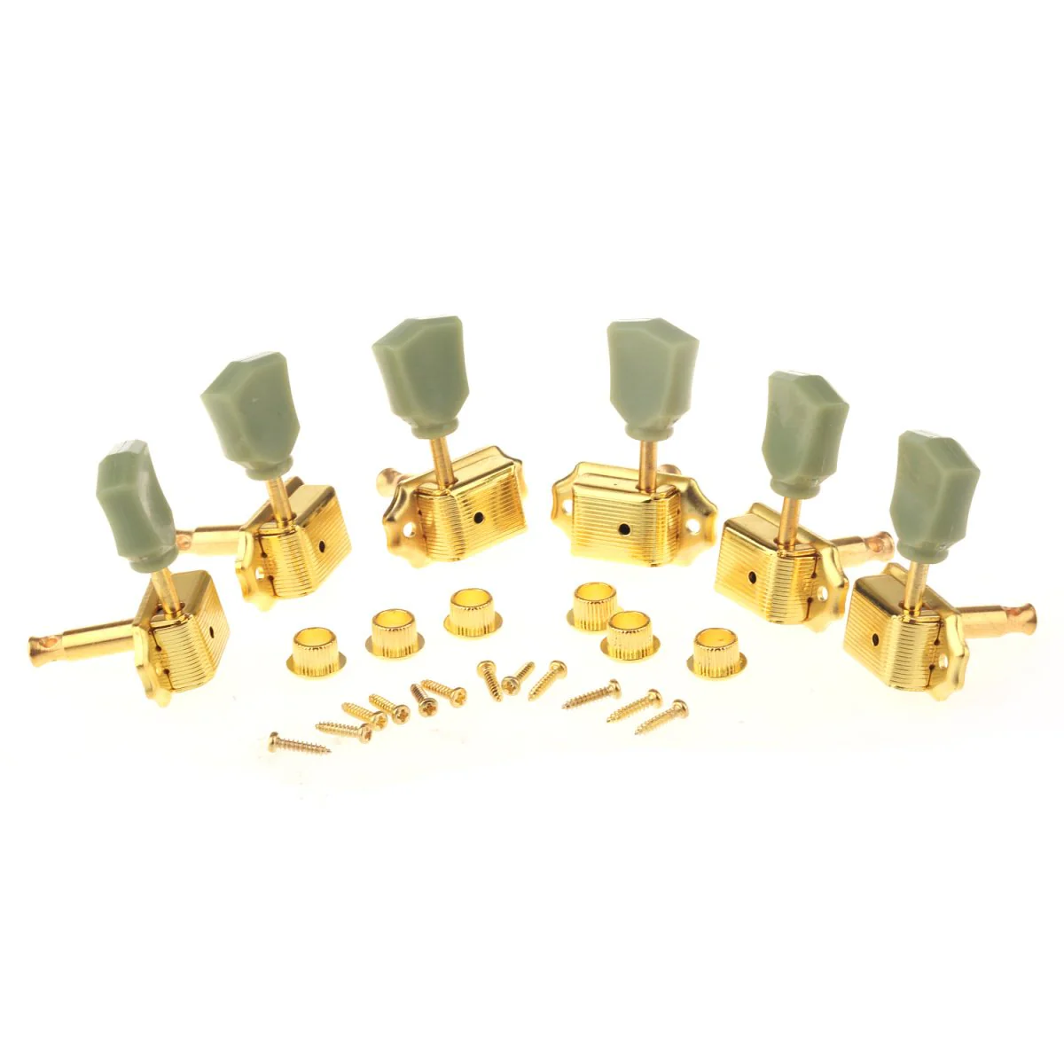 Musiclily 3R3L Vintage Style Guitar Tuners Machine Heads Tuning Pegs Set for Les Paul LP Epiphone Guitar Replacement,Gold with Keystone Button Gold