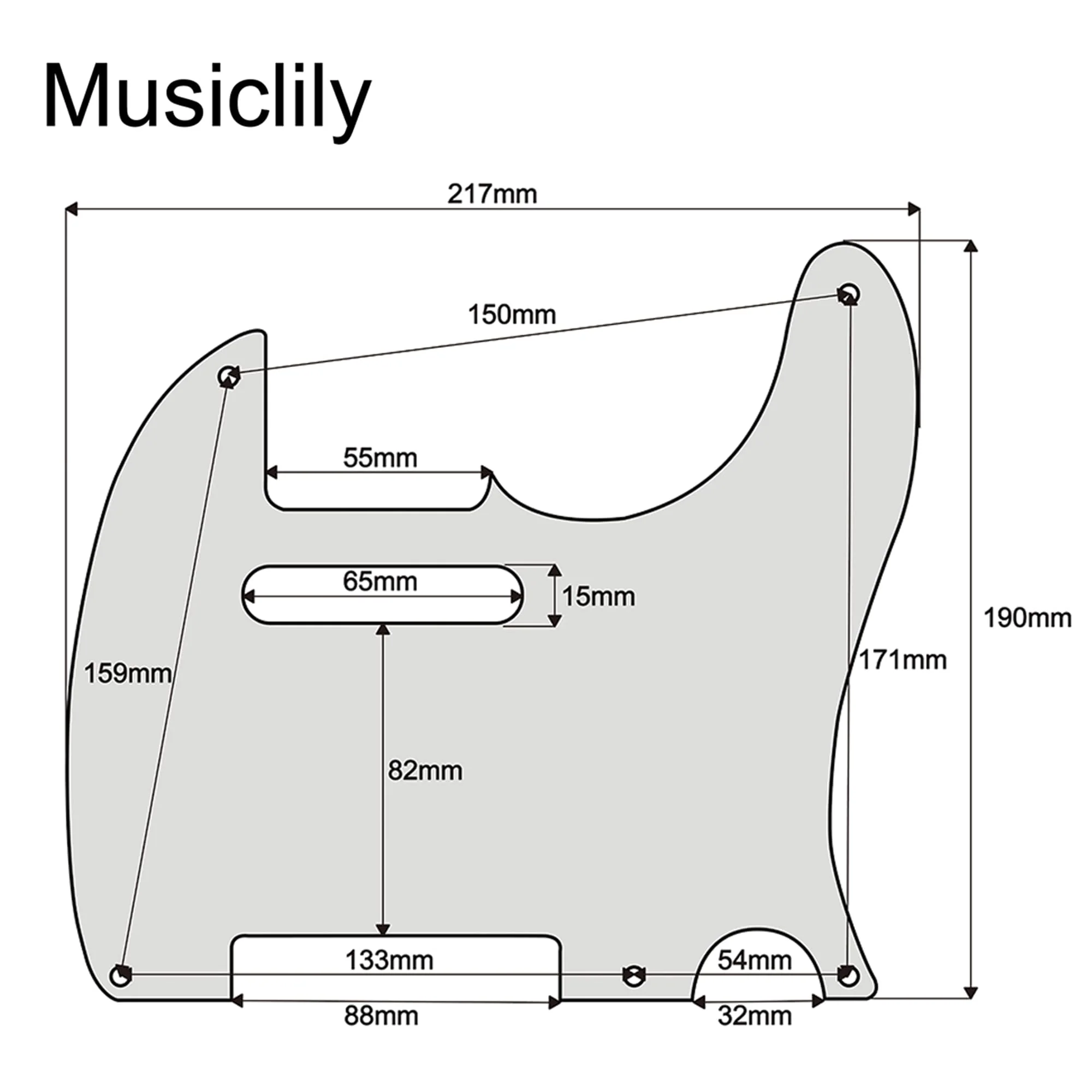 Musiclily 5 Hole Vintage Tele Guitar Pickguard for USA/Mexican Made Fender Standard Telecaster Style, 3Py White 3Ply White - Image 2