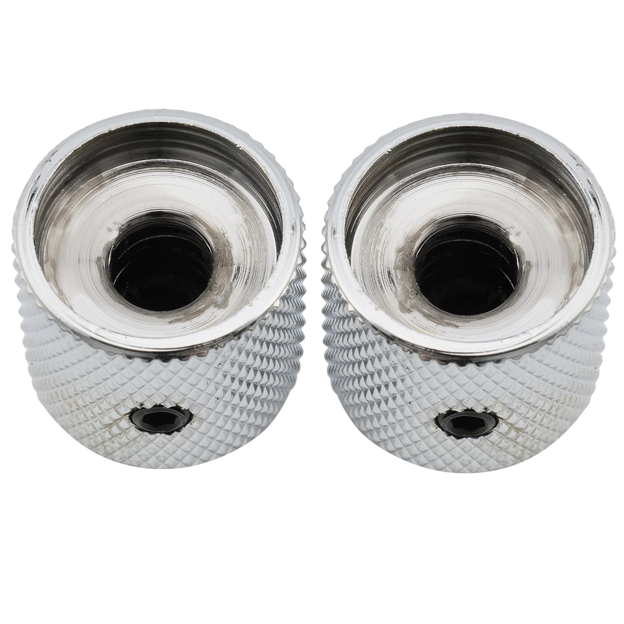 Musiclily Pro 1/4" Steel Fine Knurled Dome Knobs Universal Fitting Control Knobs with Set Screw and Indicator Dot for Electric Guitar or Bass, Chrome (Set of 2) - Image 4