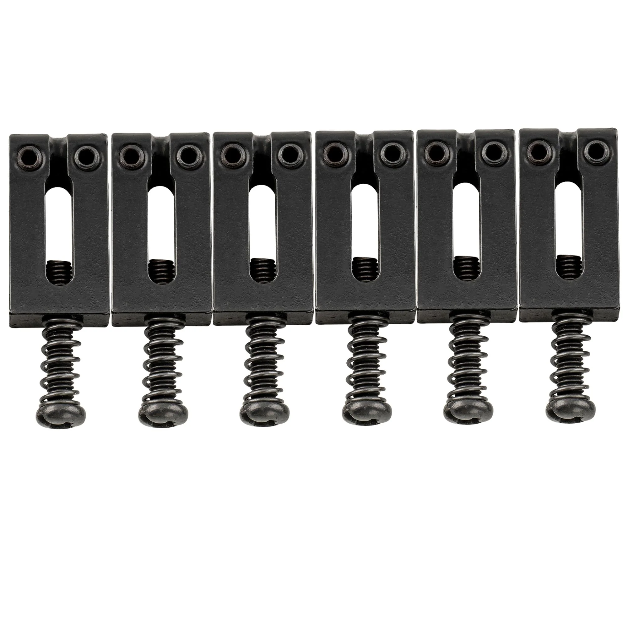 Musiclily Pro 10.5mm Stainless Steel Modern Guitar Tremolo Bridge Saddles for Fender Strat Stratocaster Tele Telecaster Electric Guitar, Black (Set of 6)