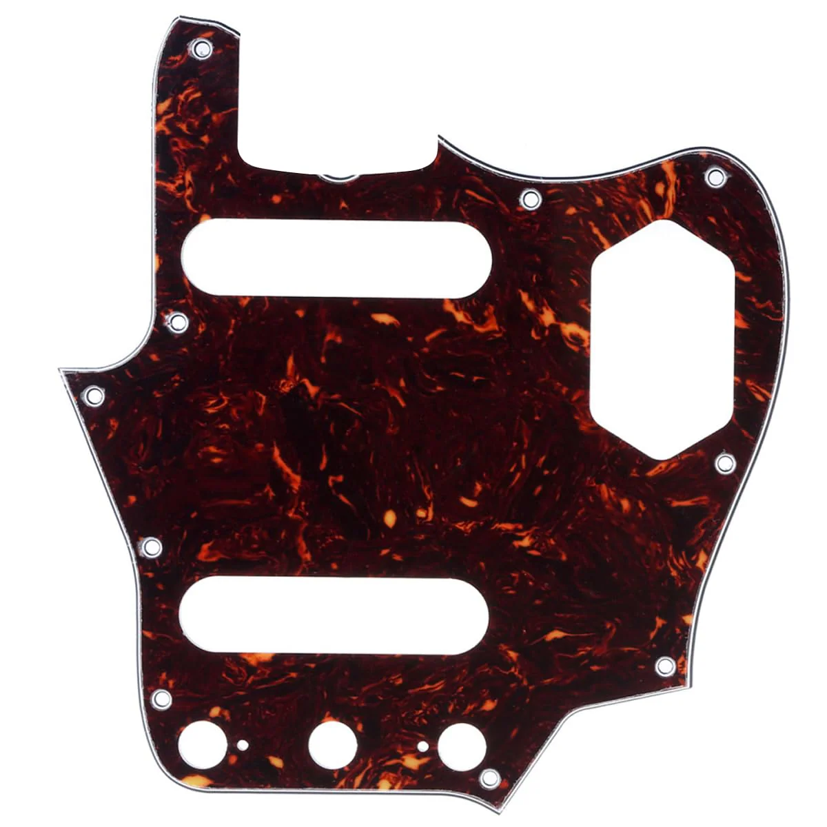 Musiclily Pro 10-Hole 65 60s Vintage Style Guitar Pickguard for Fender American Jaguar, 4Ply Tortoise Shell