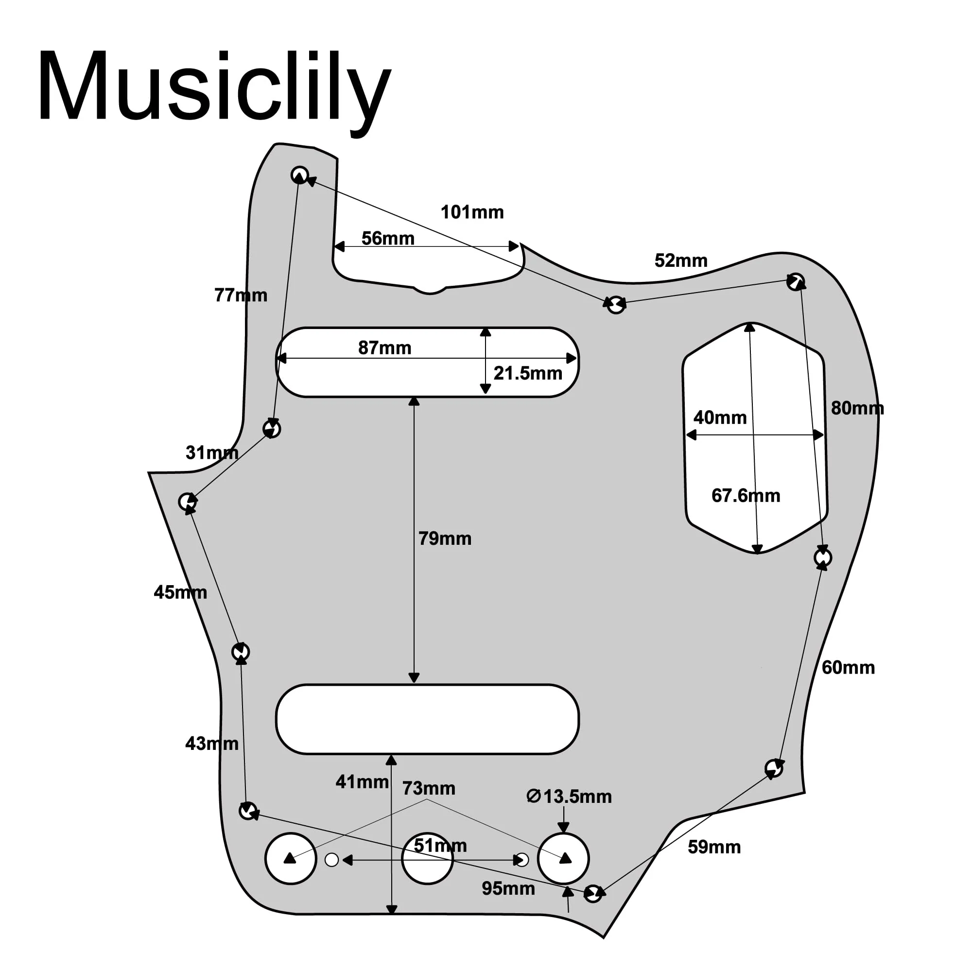 Musiclily Pro 10-Hole 65 60s Vintage Style Guitar Pickguard for Fender American Jaguar, 4Ply Tortoise Shell - Image 2