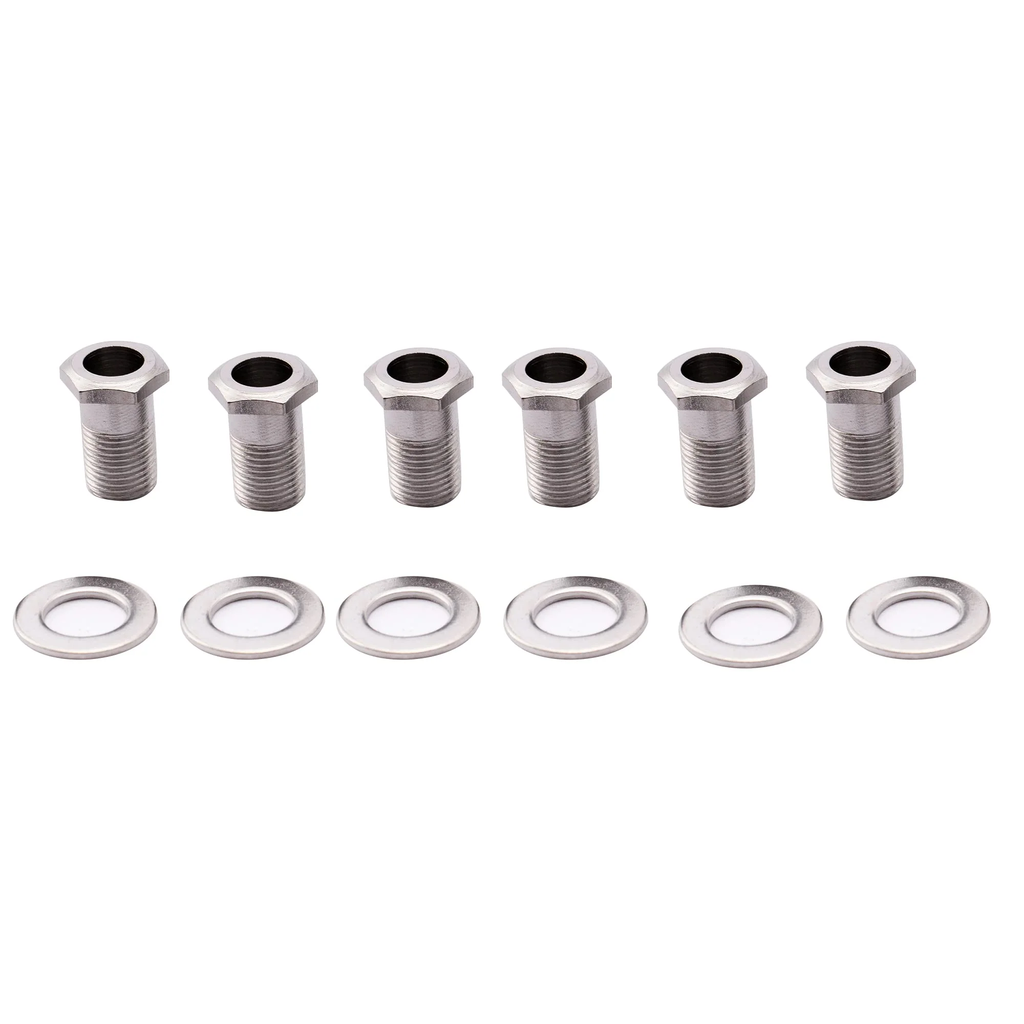 Musiclily Pro 10mm Guitar Tuner Bushings and 14mm Washers for Modern Electric Guitar Sealed Tuning Pegs Machine Heads, Chrome (Set of 6)