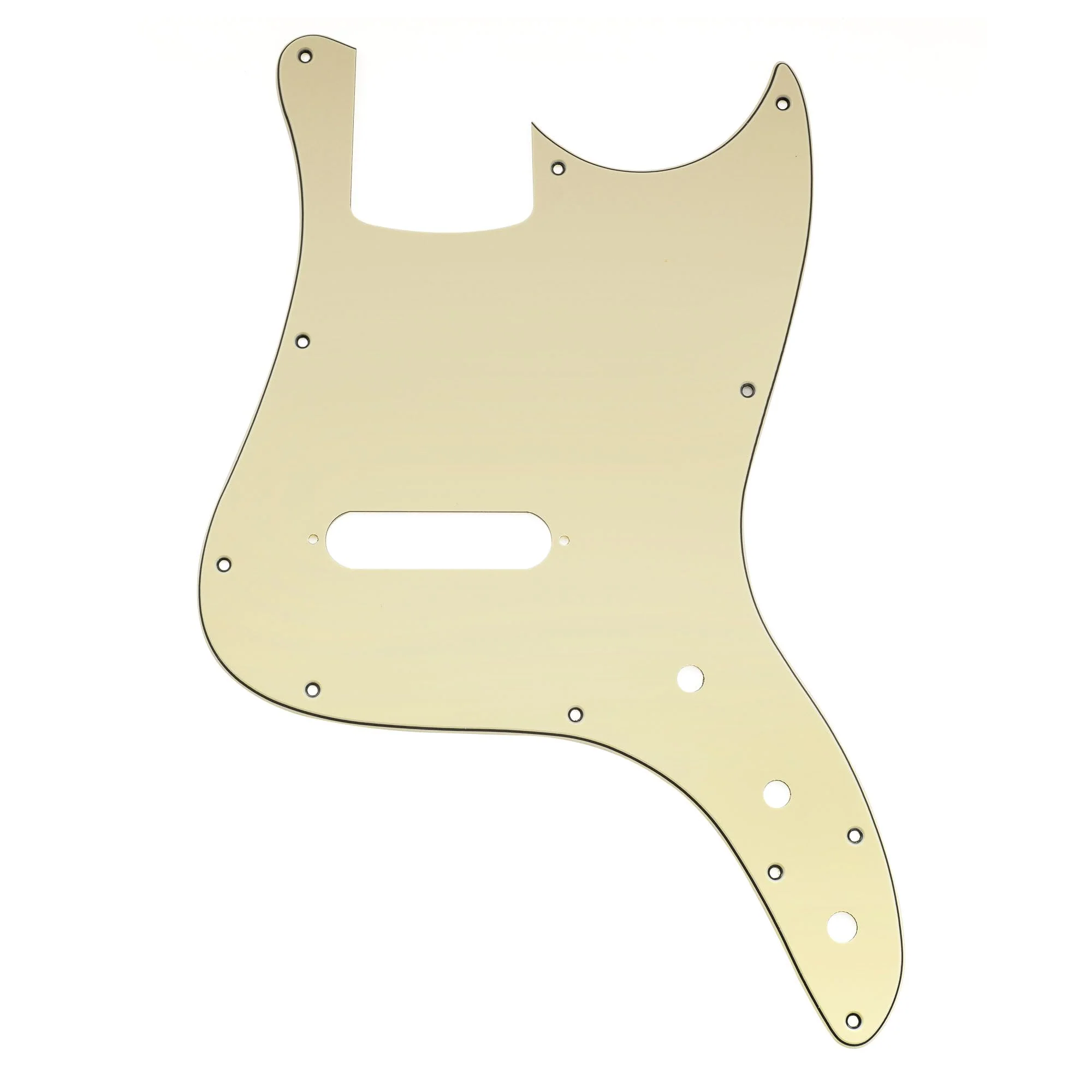 Musiclily Pro 11-Hole Bass Pickguard for Squier Sonic Bronco Bass, 3Ply Cream