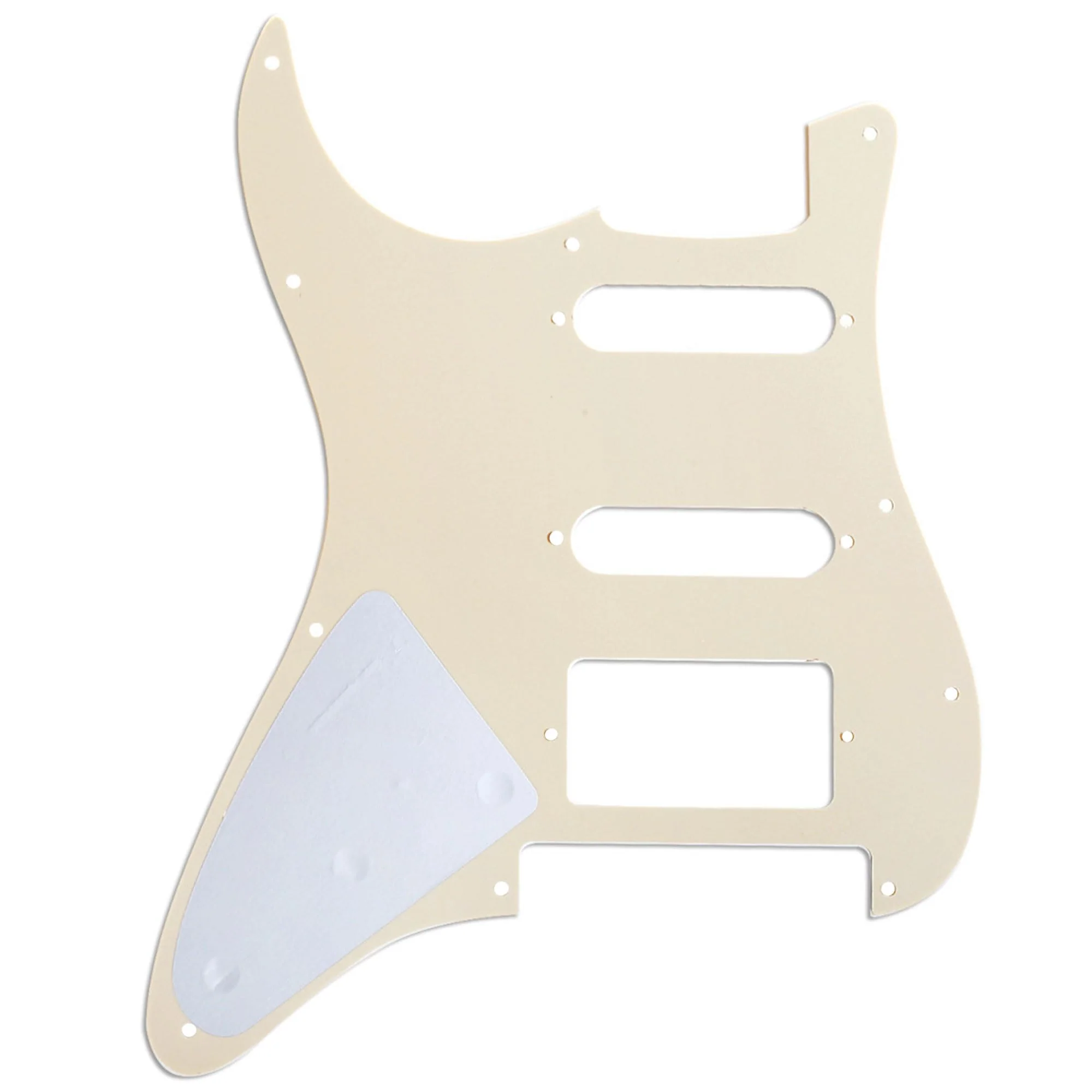 Musiclily Pro 11 Hole Modern Style Strat HSS Guitar Pickguard for American/Mexican Fender Stratocaster Floyd Rose Bridge Cut, 4Ply Parchment Pearl - Image 3
