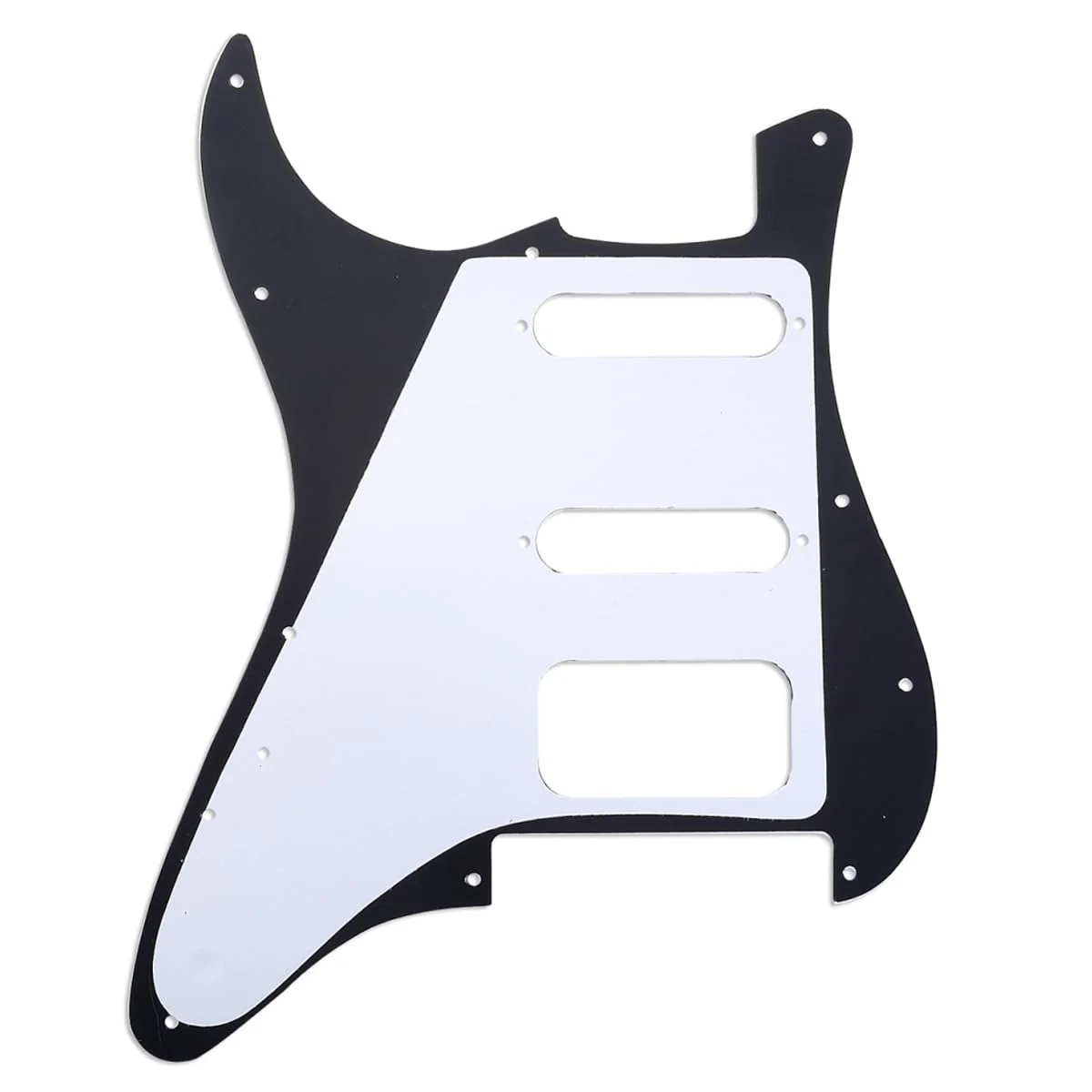 Musiclily Pro 11-Hole Round Corner HSS Guitar Strat Pickguard for American/Mexican Fender Stratocaster Open Pickup with Floyd Bridge Cut, 3Ply Black - Image 3