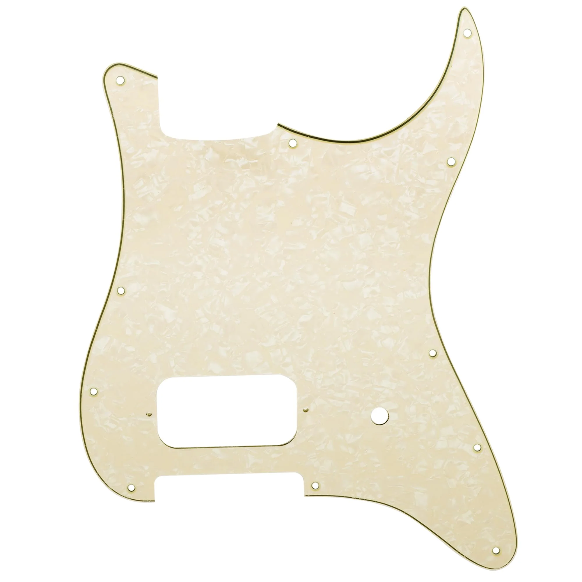 Musiclily Pro 11 Holes ST Strat One Humbucker Guitar Pickguard for American/Mexican Fender Tom Delonge Strat Style Electric Guitar, 4Ply Aged White Pearl