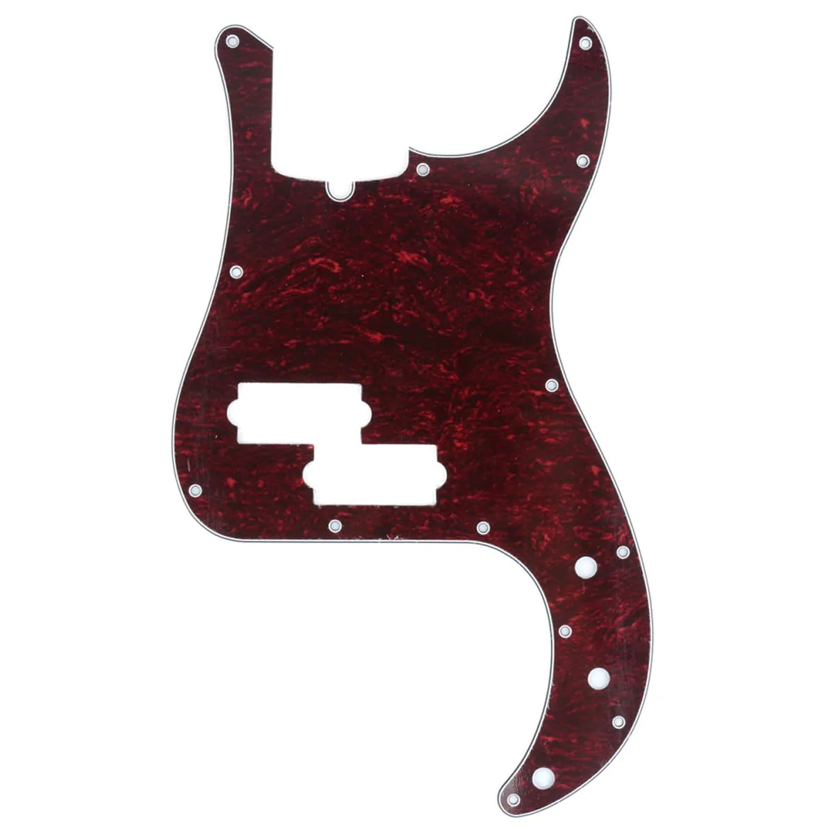 Musiclily Pro 13 Hole P Bass Pickguard for 4 String Precision Bass Modern Style, 4Ply Red Tortoise Shell