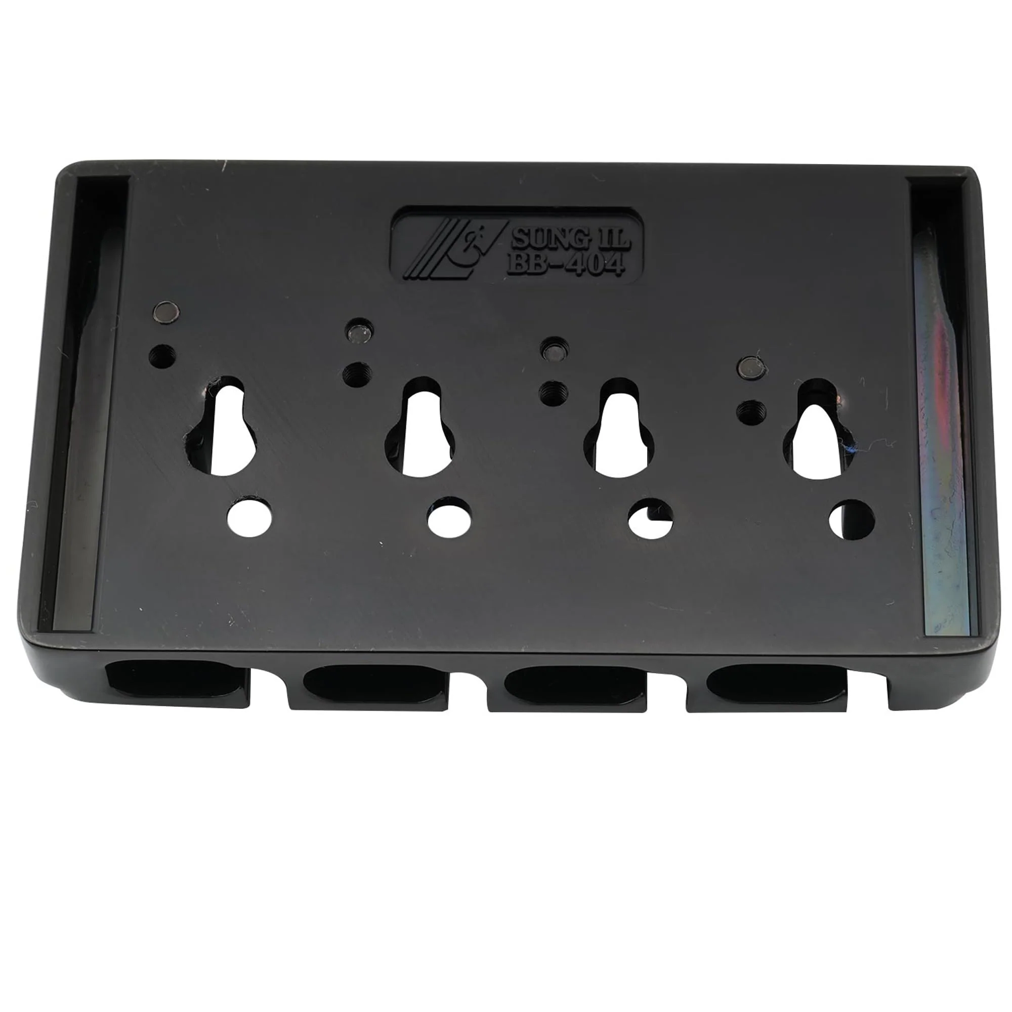 Musiclily Pro 19mm Locking Saddles Hard Zinc 4-String Bass Bridge, Black - Image 3