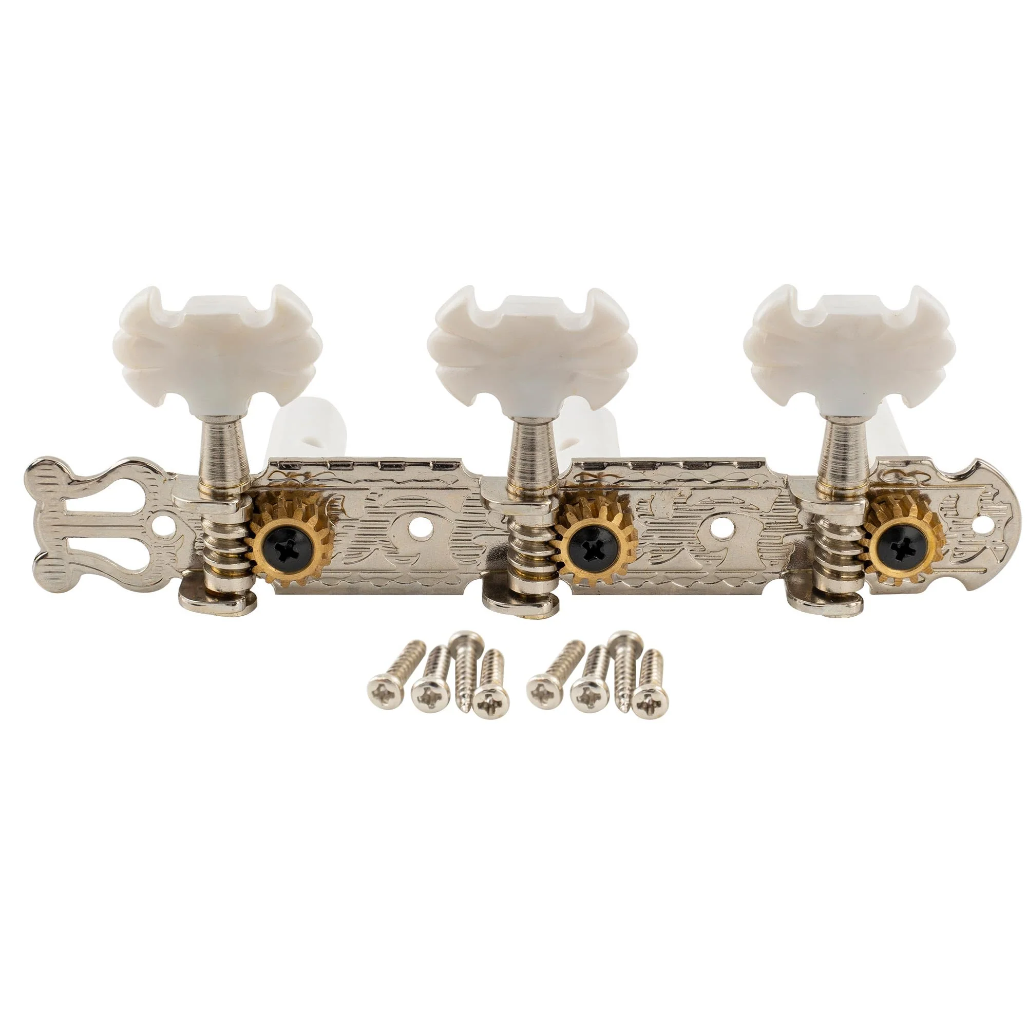 Musiclily Pro 3+3 Lyra Style Classical Guitar Machine Heads Tuning Pegs Keys Tuners Set Butterfly Button Nickel - Image 4