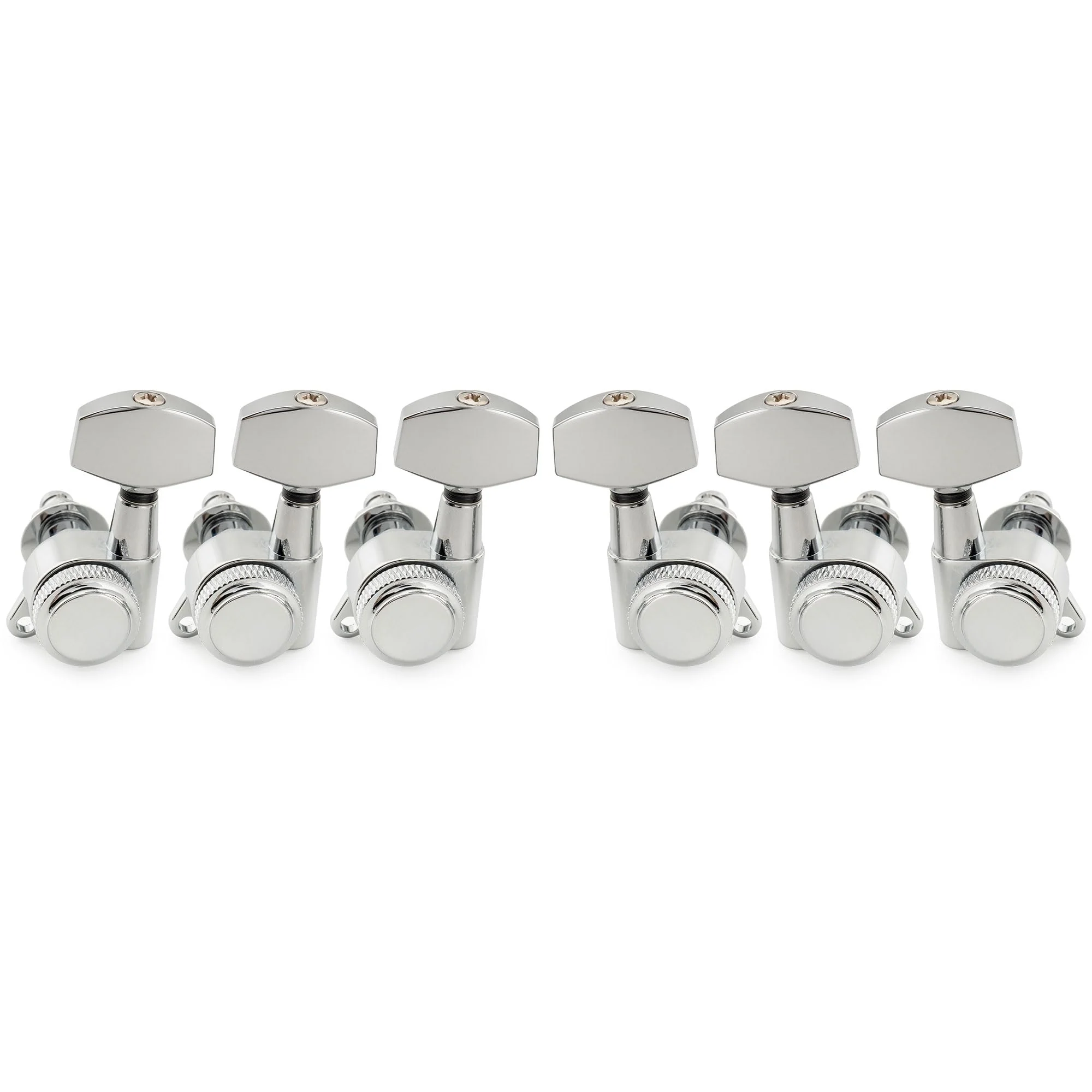 Musiclily Pro 3R3L 18:1 Ratio Full Sealed Locking Machine Heads Tuners Tuning Pegs Keys with Big Hex Button 45 Degree Screw for Acoustic Electric Guitar, Chrome 3R3L Chrome