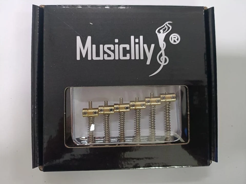 Musiclily Pro 54mm Vintage Telecaster Bridge with Barrel Brass 6-Saddle for Squier and Import Tele Style Electric Guitar, Chrome - Image 7