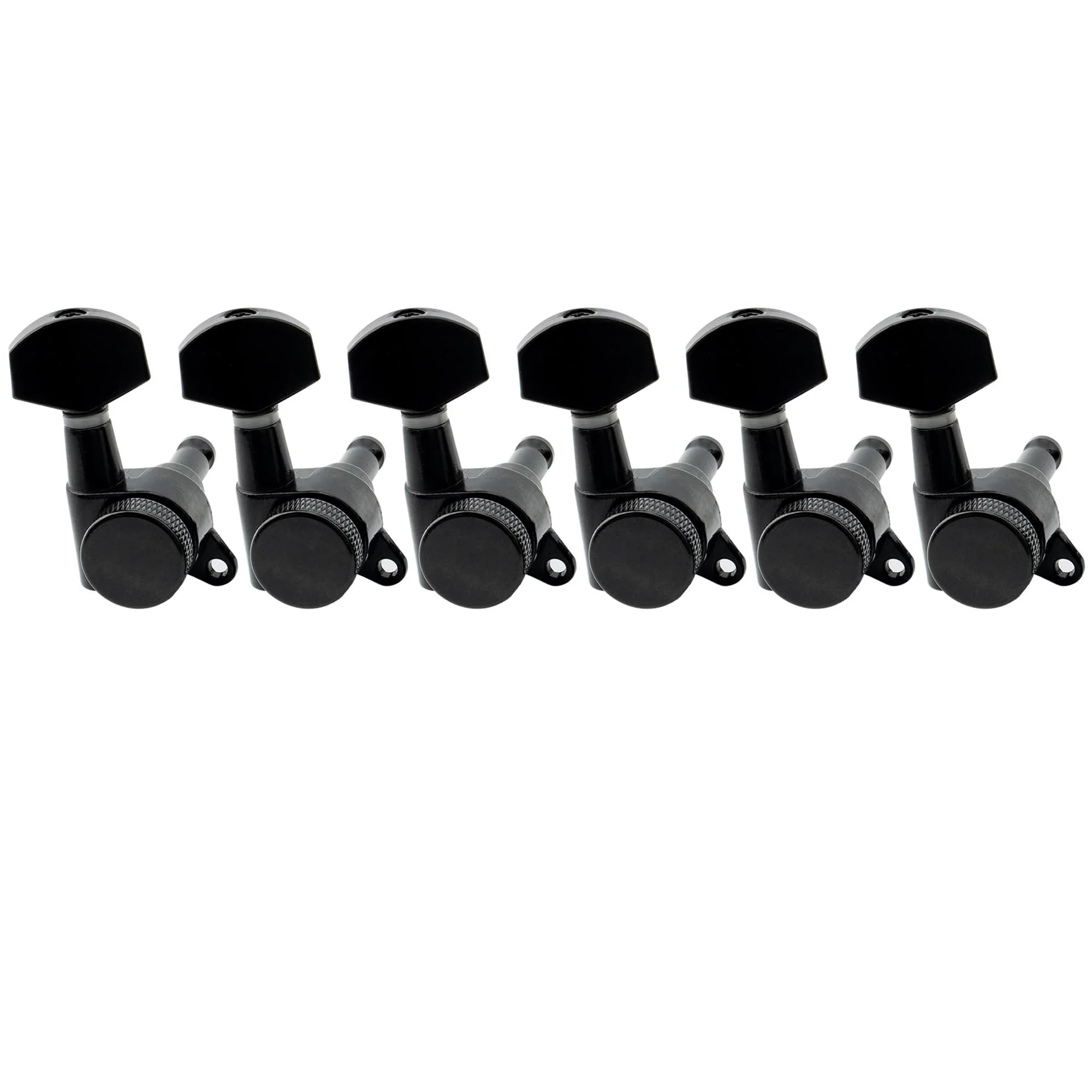 Musiclily Pro 6 in Line Guitar Locking Tuners Tuning Pegs Keys Machine Heads Set for Strat Tele Style Guitar, Black