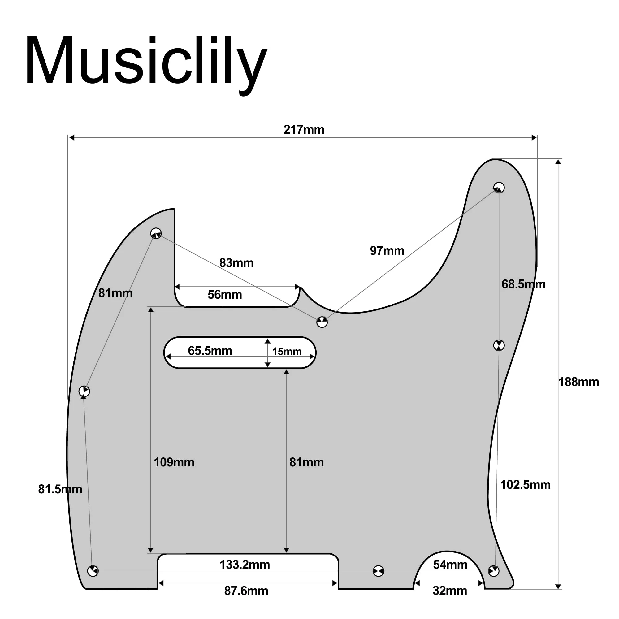 Musiclily Pro 8-Hole Guitar Tele Pickguard for JPN Made Fender Japan Telecaster, 4Ply Black Pearl - Image 2