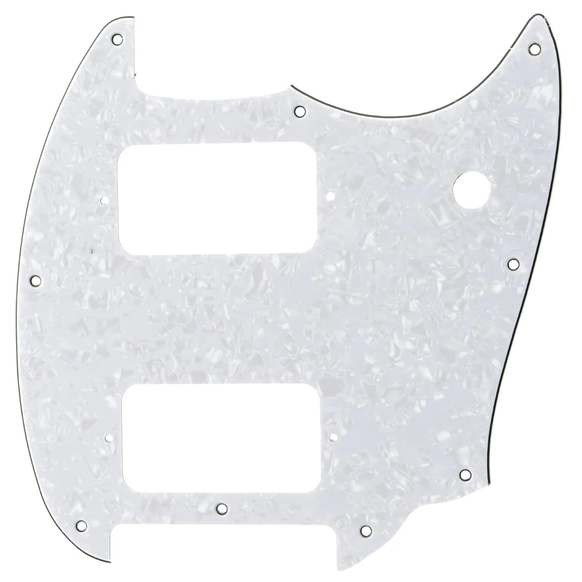 Musiclily Pro 9 Holes Round Corner HH Guitar Pickguard 2 Humbuckers for Squier Bullet Series Mustang Electric Guitar, 4Ply White Pearl