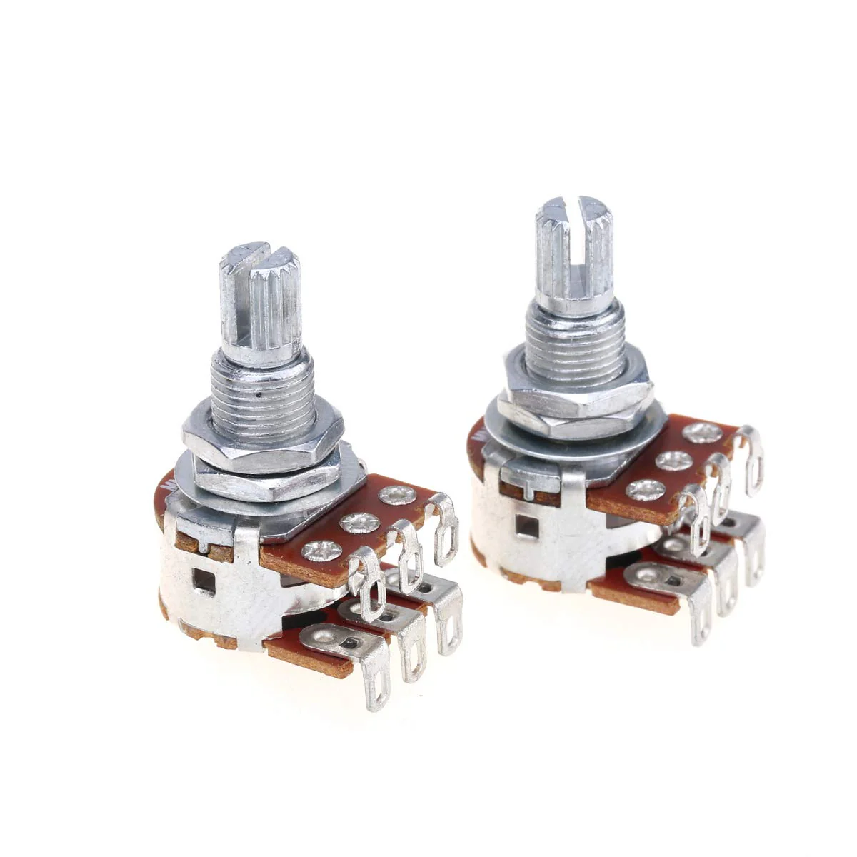 Musiclily Pro Aluminium Mini Metric Sized Blend Pots MN500K Dual Balance Potentiometers with Center Detent for Guitar (Set of 2)