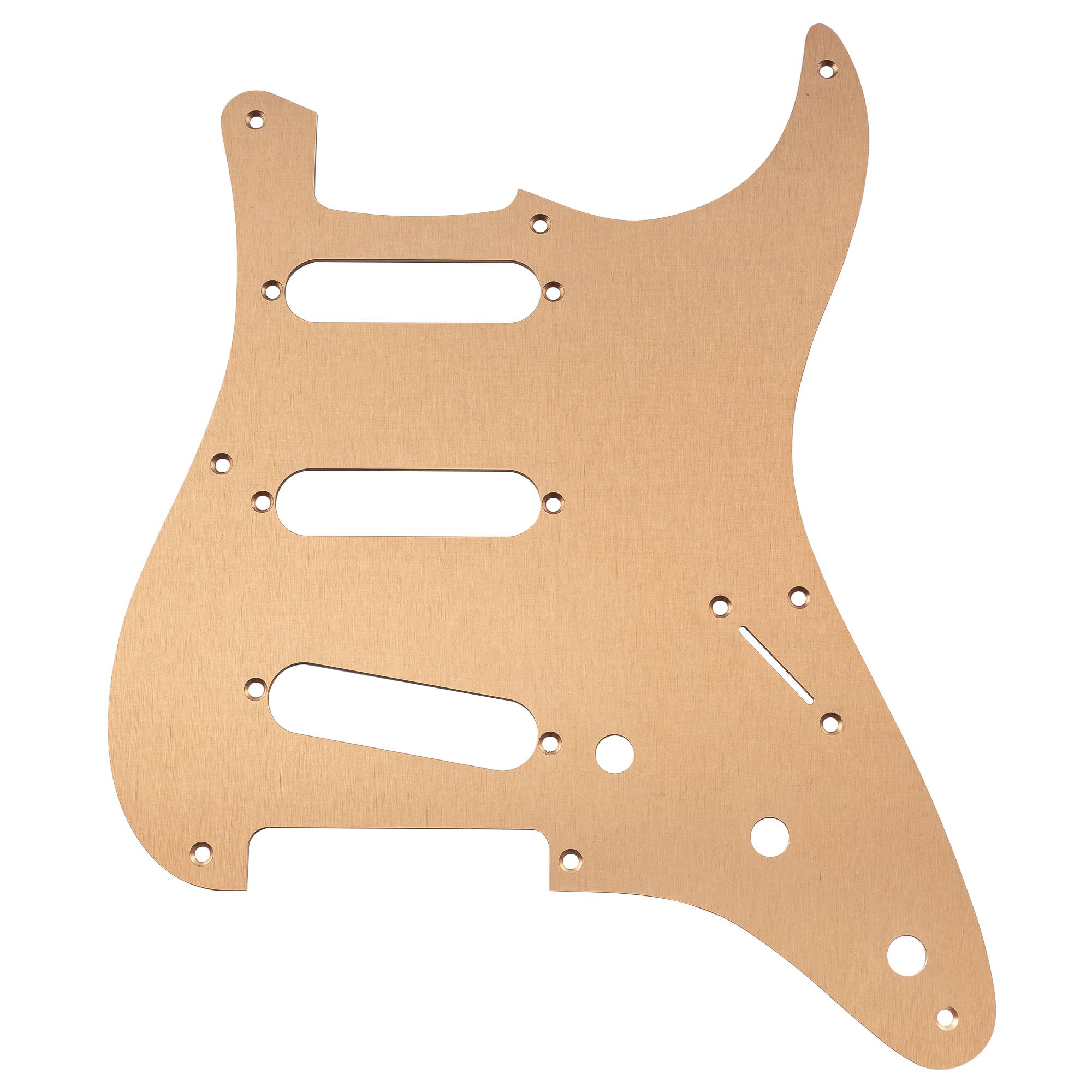 Musiclily Ultra 8 Holes Anodized Aluminum Strat SSS Pickguard ST Pick Guard Scratch Plate for China Made Squier Classic Vibe SQ CV 50s Reissue Vintage Strat Style Electric Guitar, Gold