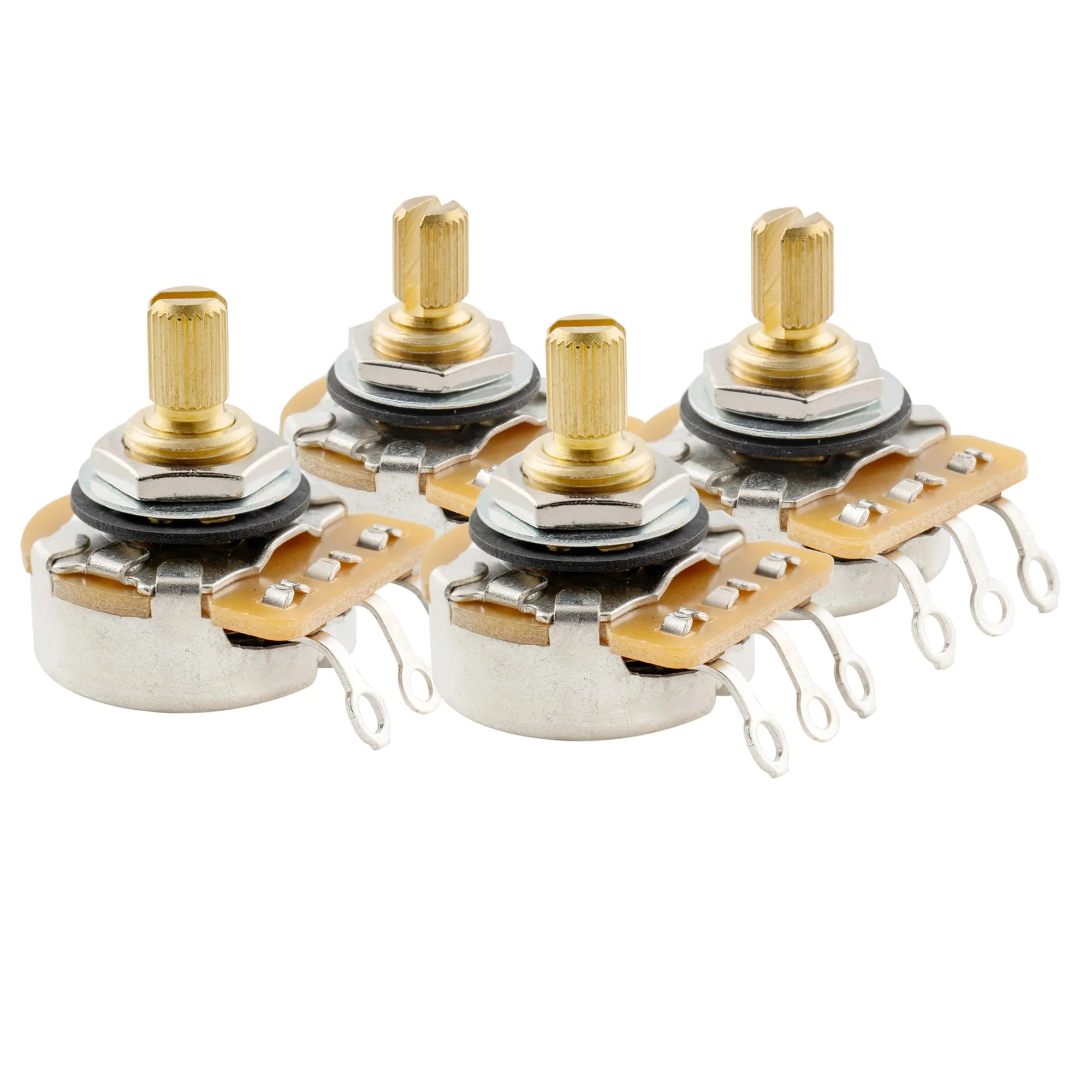 Musiclily Ultra CTS A250K Short Split Shaft Guitar Potentiometers Audio Taper/Vintage Audio Taper Pots 10% Tolerance for Electric Guitar and Bass (Set of 4)