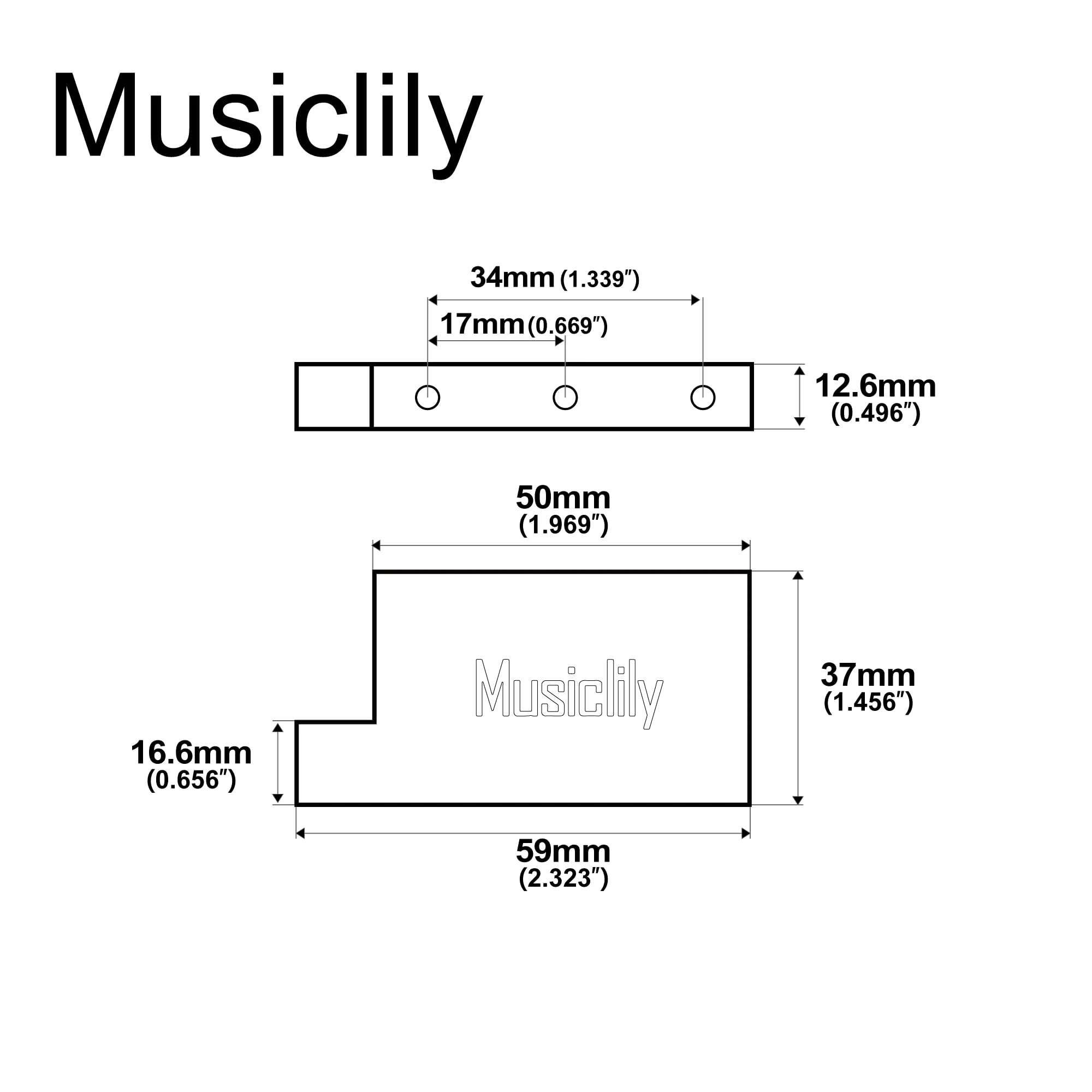 Musiclily Ultra Solid Fat Brass L Shape Tremolo Block for Floyd Rose Locking Tremolo Bridge, 37mm Tall 37mm Brass - Image 2