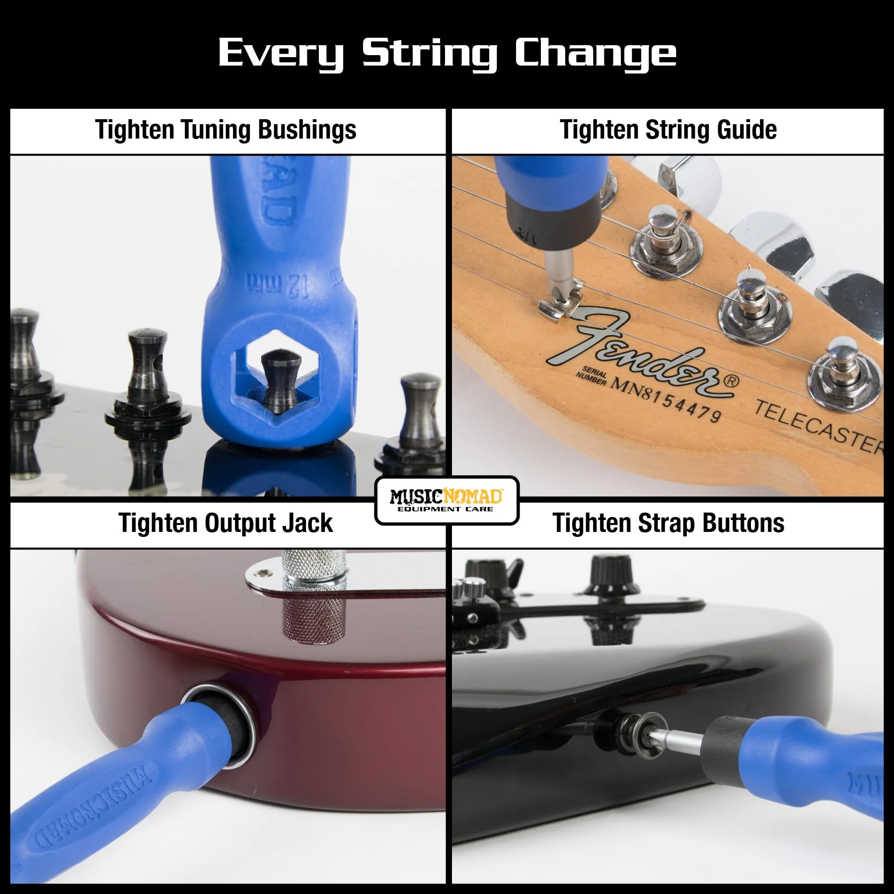 MusicNomad 6 pc. Guitar String Change Tool Kit with Winder, Cutter, Puller, Tune-It, Hex Wrench & Screwdriver (MN218) - Image 6