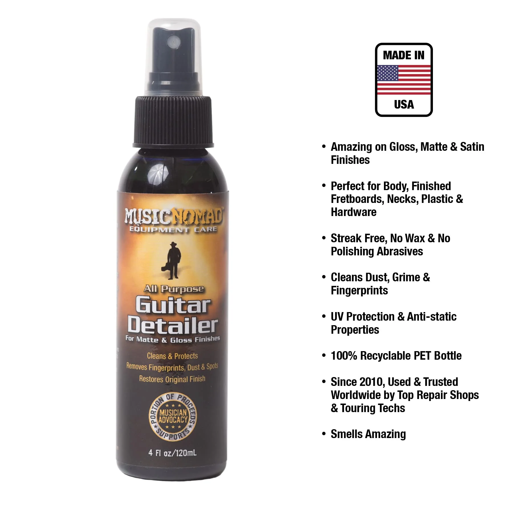 MusicNomad MN100 Premium Guitar Cleaner for Acoustic & Electric, 4 oz - Image 2