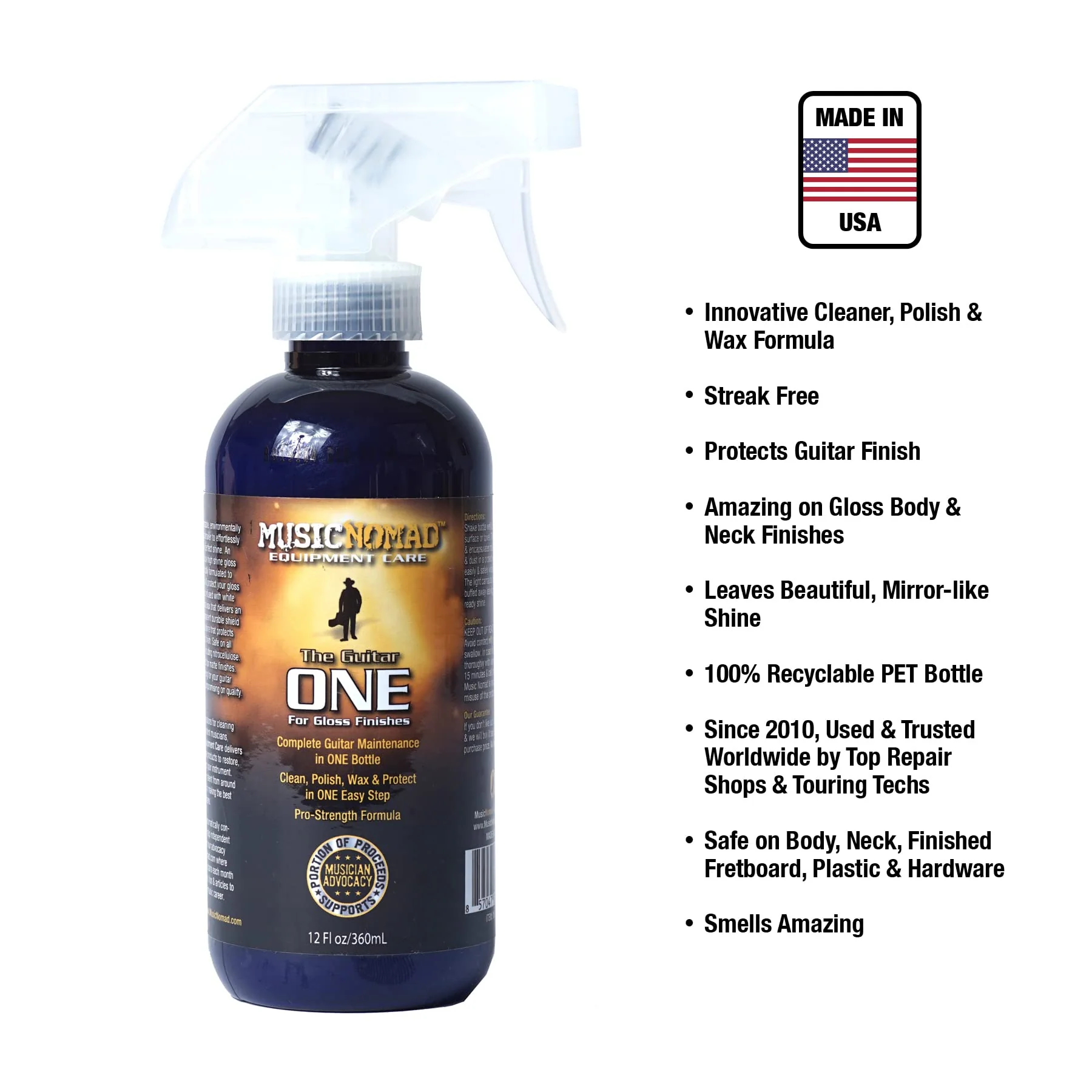 MusicNomad MN150 Guitar ONE All-in-1 Cleaner, Polish, and Wax, 12 oz. 12 Fl Oz (Pack of 1) - Image 2