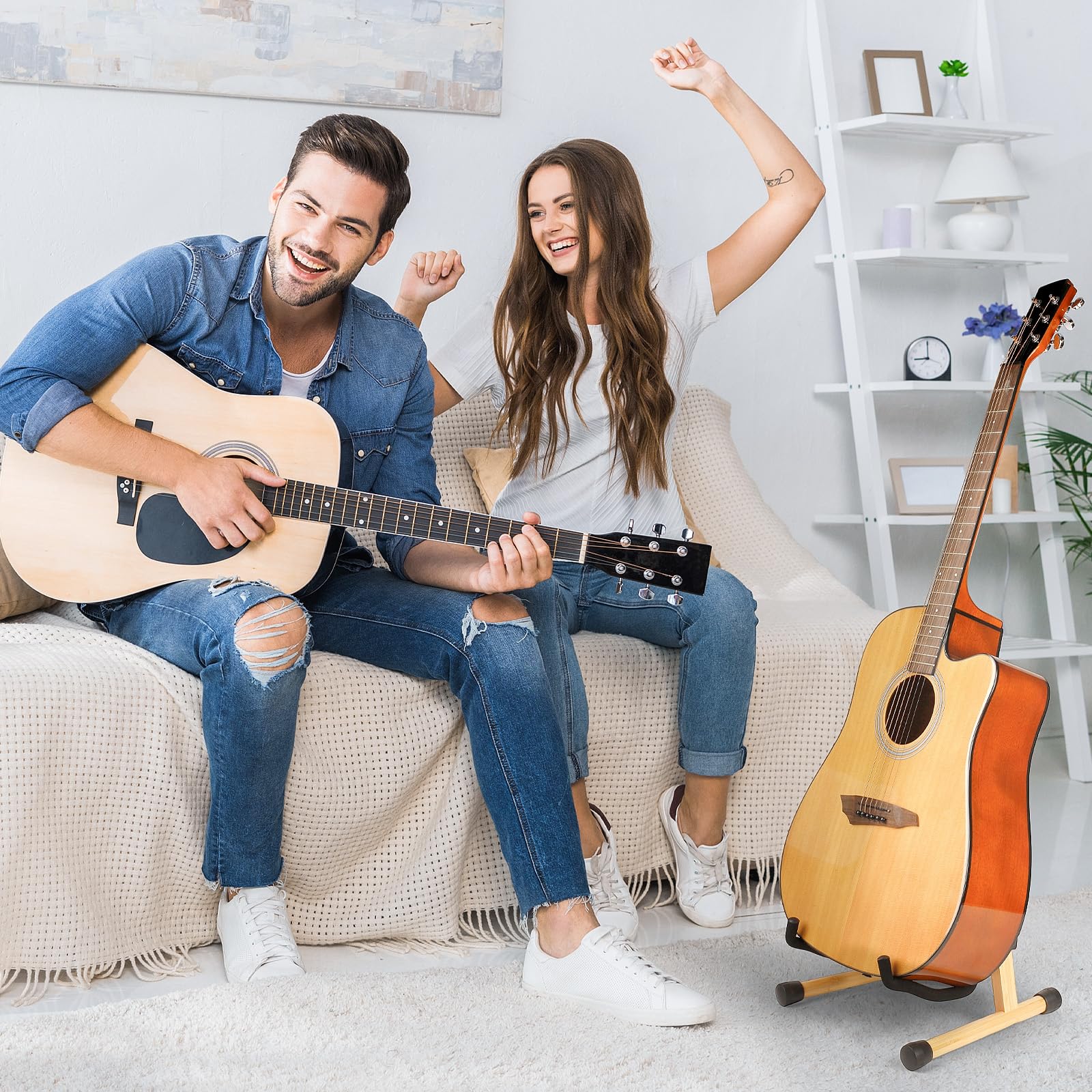 MUSO Guitar Stand,Acoustic Guitar Stand,Classical Electric Guitar Stand,Wood Foldable Bass Guitar Stand,Guitar Accessories also fit Bass,Violin,Ukulele - Image 7