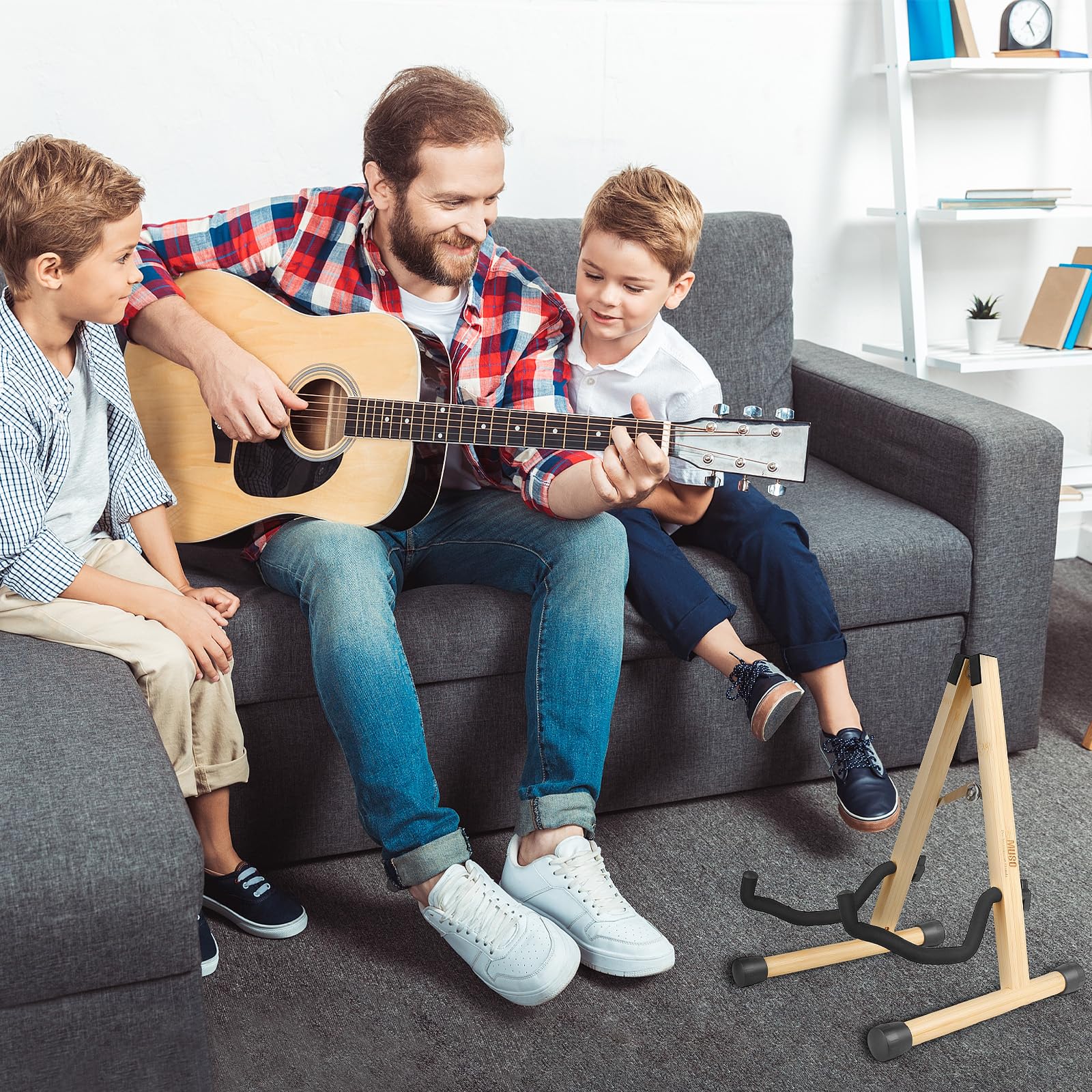 MUSO Guitar Stand,Acoustic Guitar Stand,Classical Electric Guitar Stand,Wood Foldable Bass Guitar Stand,Guitar Accessories also fit Bass,Violin,Ukulele - Image 8