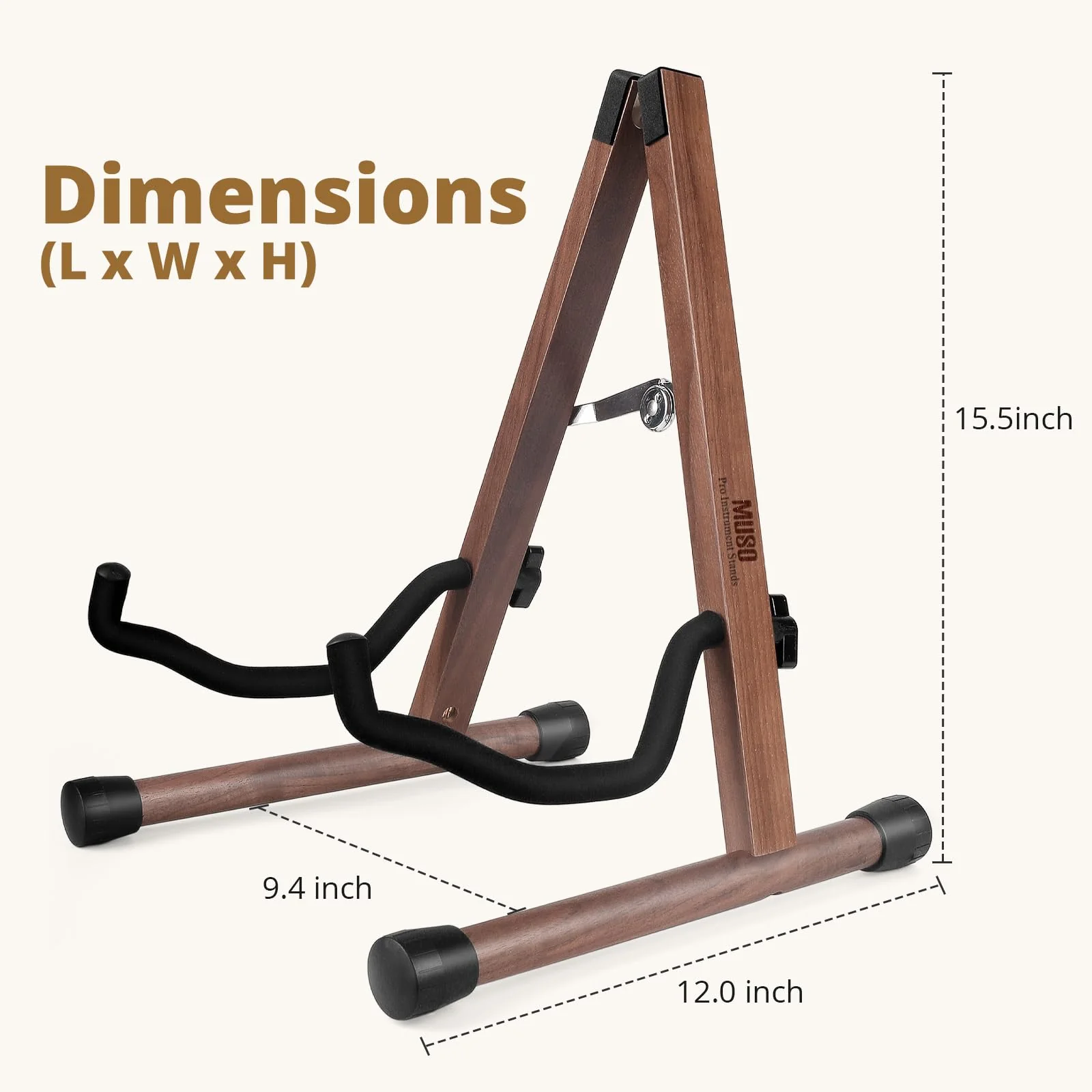 MUSO Guitar Stand,Acoustic Guitar Stand,Wood Classical Electric Guitar Stand,Foldable Bass Guitar Stand,Guitar Accessories also fit Bass,Violin,Ukulele(America Black Walnut) America Black Walnut - Image 3