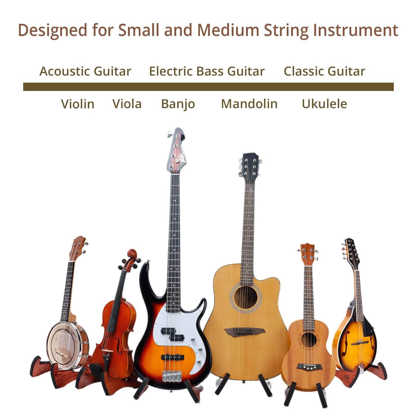 MUSO Guitar Stand Tripod Adjustable Classic Wood Stand Universal for Acoustic and Bass Electric Guitars Folding Floor Travel Stand Small Single Holder Bamboo - Image 5