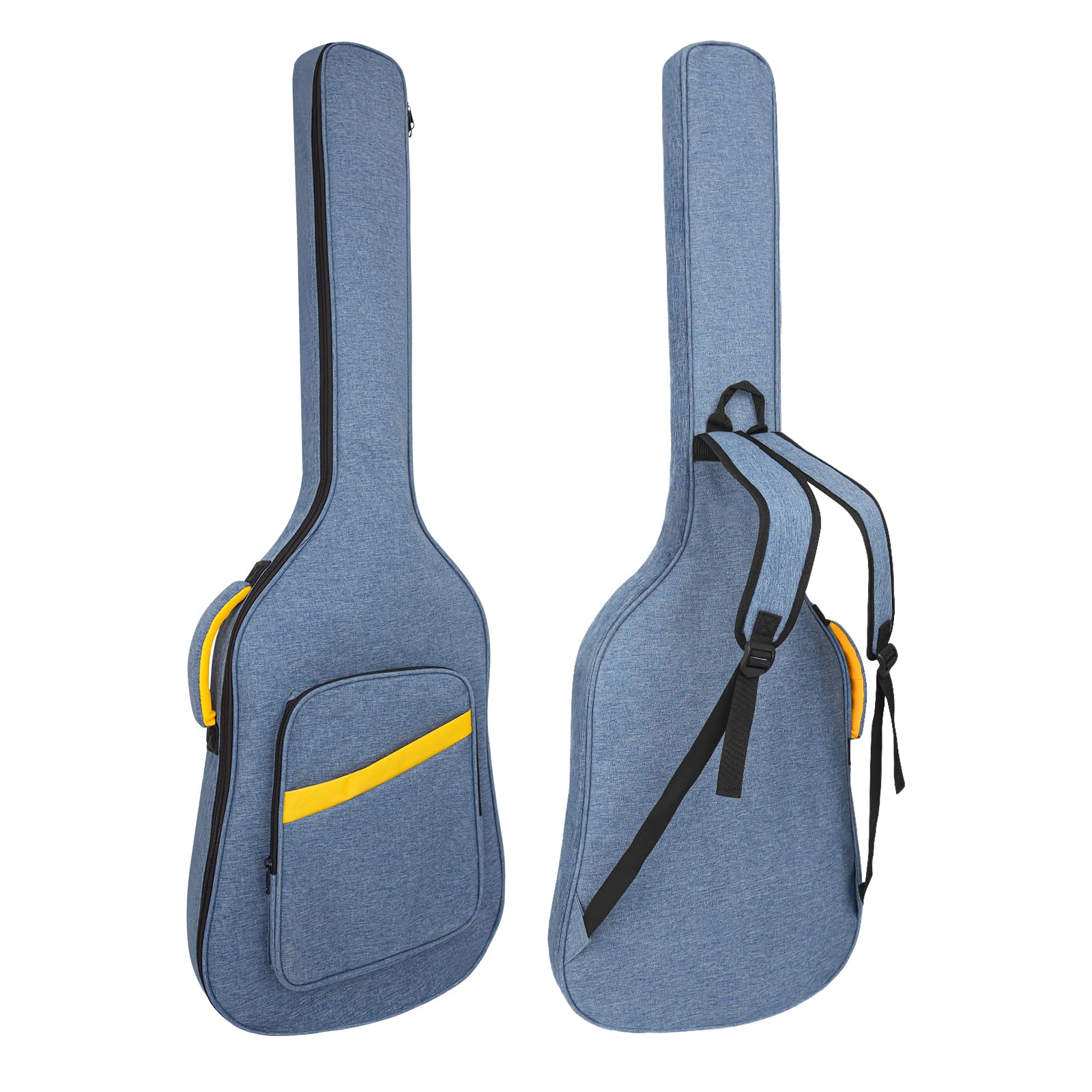 MUZNOTE Bass Guitar Case, Bass Guitar Gig Bag Backpack Soft Electric Bass Guitar Bag 0.38 inch Thick Padding Lightweight Dual Adjustable Shoulder Strap Pocket (Blue)
