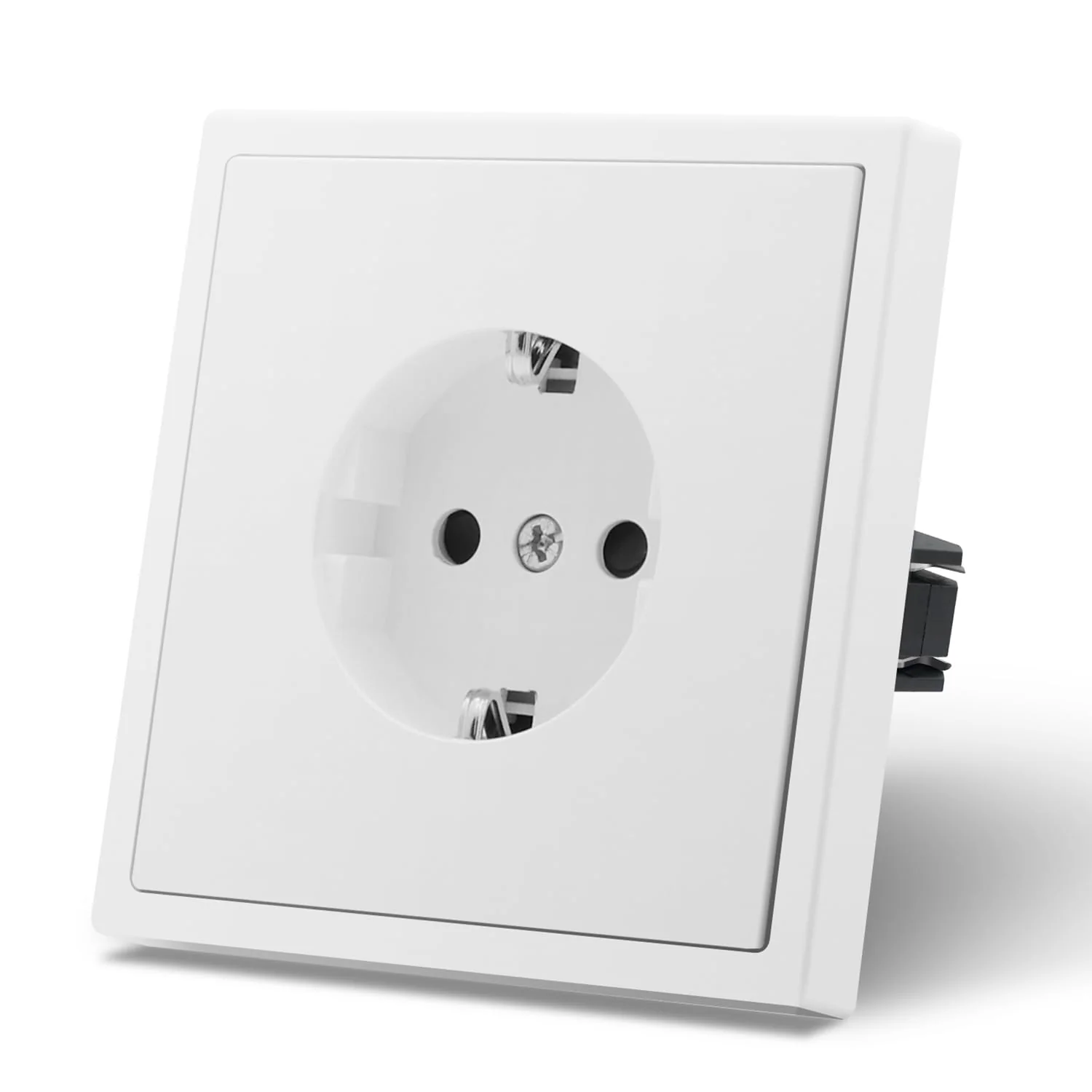MVAVA Schuko Socket EU Standard, 1 Compartment Flush-Mounted Socket, 80 mm x 80 mm Sockets, Easy Installation, 3-Wire Required, White 2-1-gang