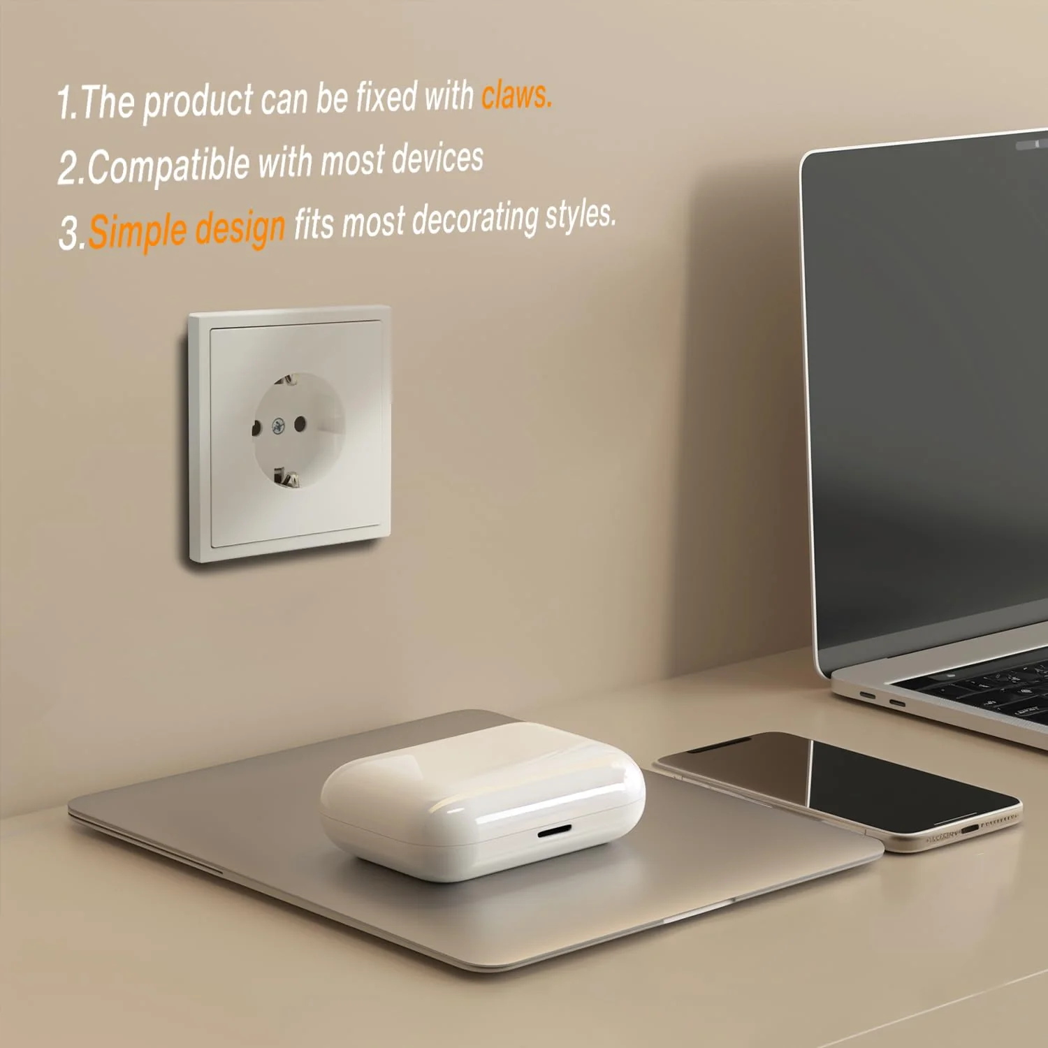 MVAVA Schuko Socket EU Standard, 1 Compartment Flush-Mounted Socket, 80 mm x 80 mm Sockets, Easy Installation, 3-Wire Required, White 2-1-gang - Image 4