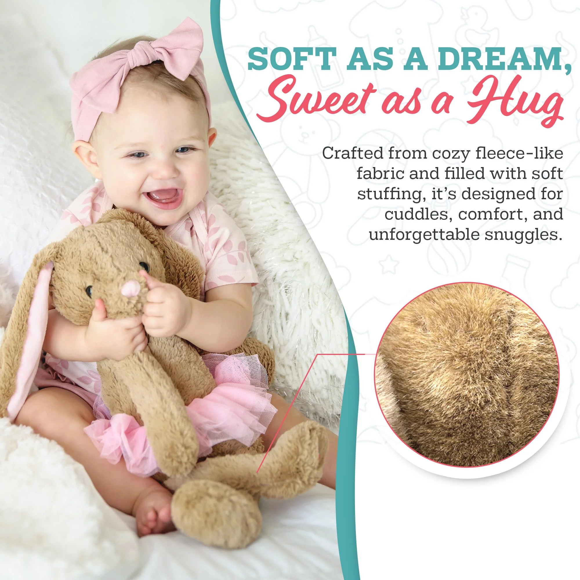 My Baby’s Heartbeat Bear, 20 Second Re-Recordable Digital Voice Recorder Plush Keepsake for Baby’s Heartbeat Memory, Pregnancy Keepsake (Not a Medical Device), Doodle - Image 6