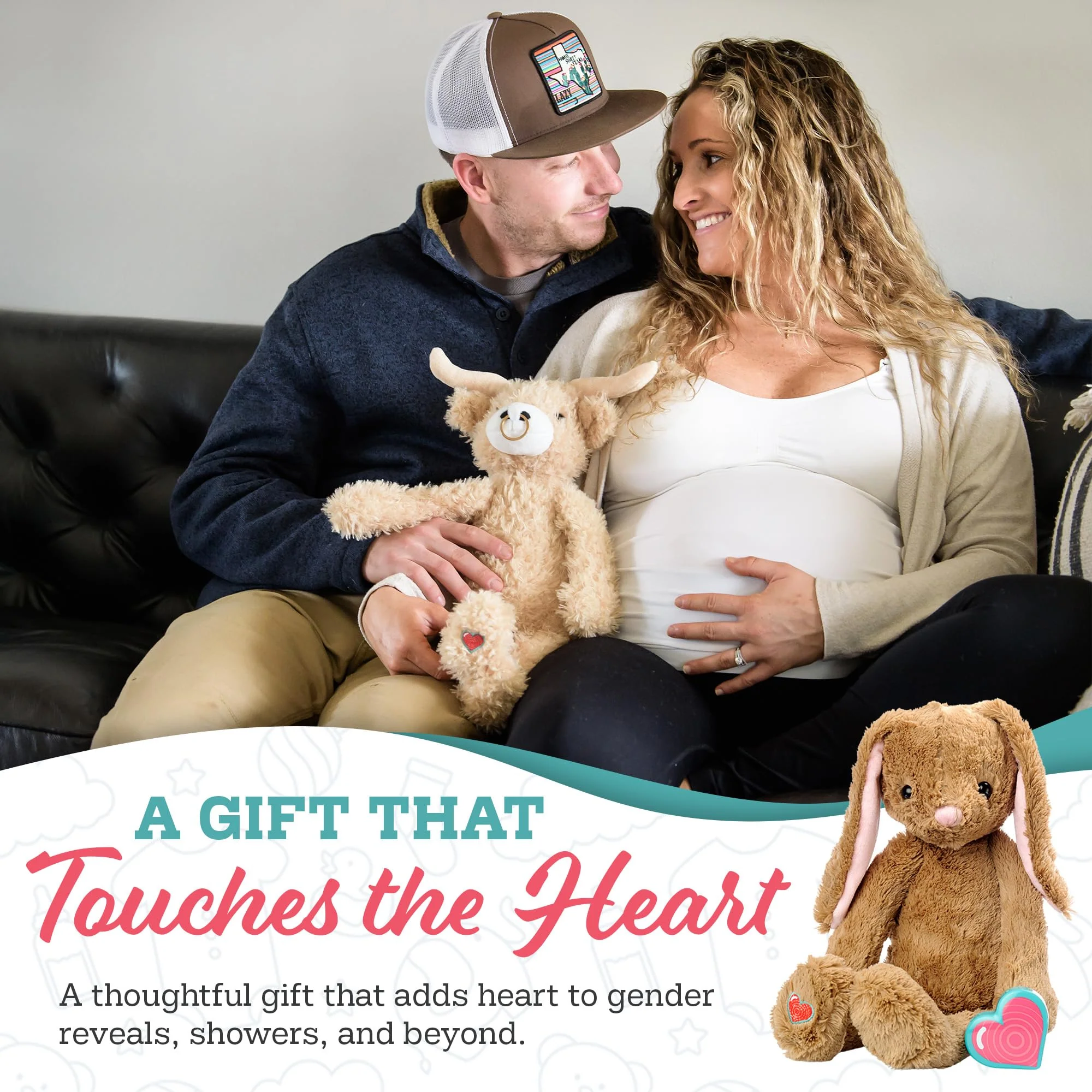 My Baby’s Heartbeat Bear, 20 Second Voice Recorder, Recordable Plush Keepsake, Heartbeat Recorder Memory Gift for Pregnancy and Expecting Parents, 8 Inch, Not a Medical Device, Hippo - Image 8