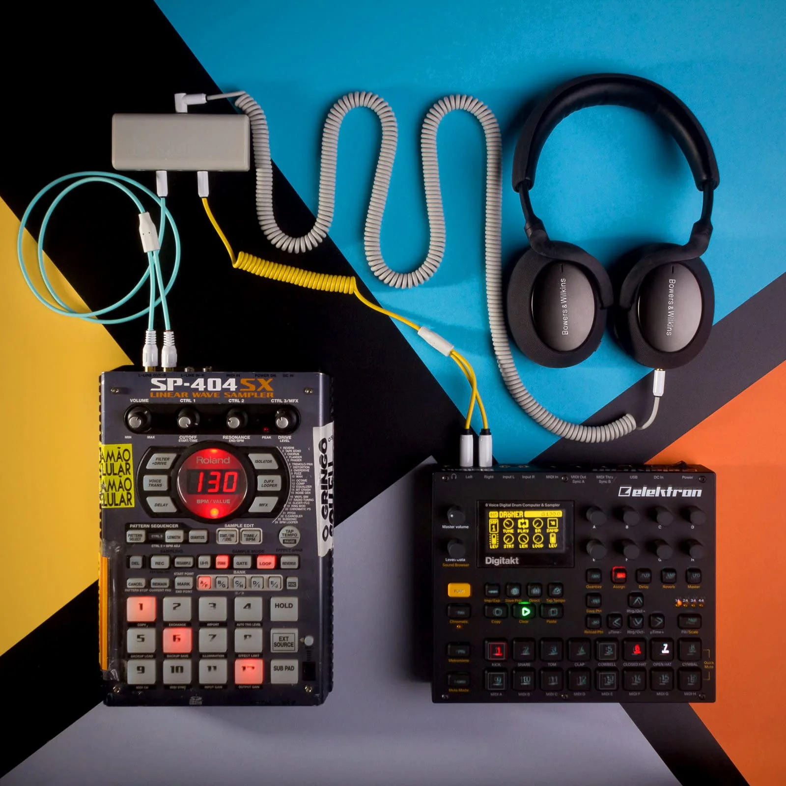 MyVolts Candycord OP-1 / OP-Z Special Audio Cable, Straight Mini Jack to Angled Mini Jack, Curly 65cm to 90cm, Mint Green Colour - Image 3