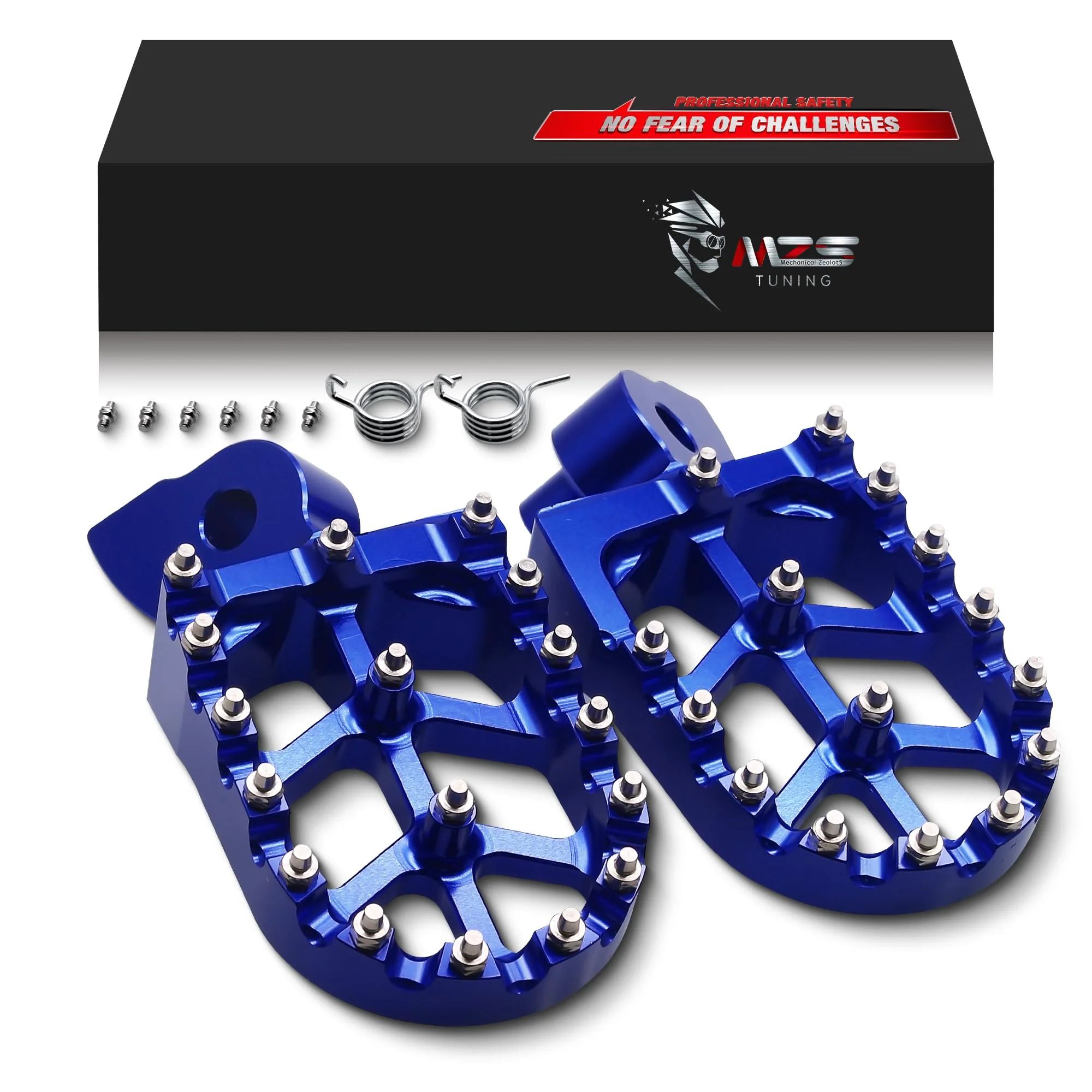MZS Dirt Bike Foot Pegs, CNC Motocross Footpeg MX Footrest Rest Pedal Blue Compatible with YZ65 YZ85 YZ125 YZ250 YZ250F YZ125X YZ250X YZ426F YZ450F YZ450FX YZ250FX WR250F WR450F YZ 65/85/125/250/250F/250X/426F/450F, WR 250F/450F