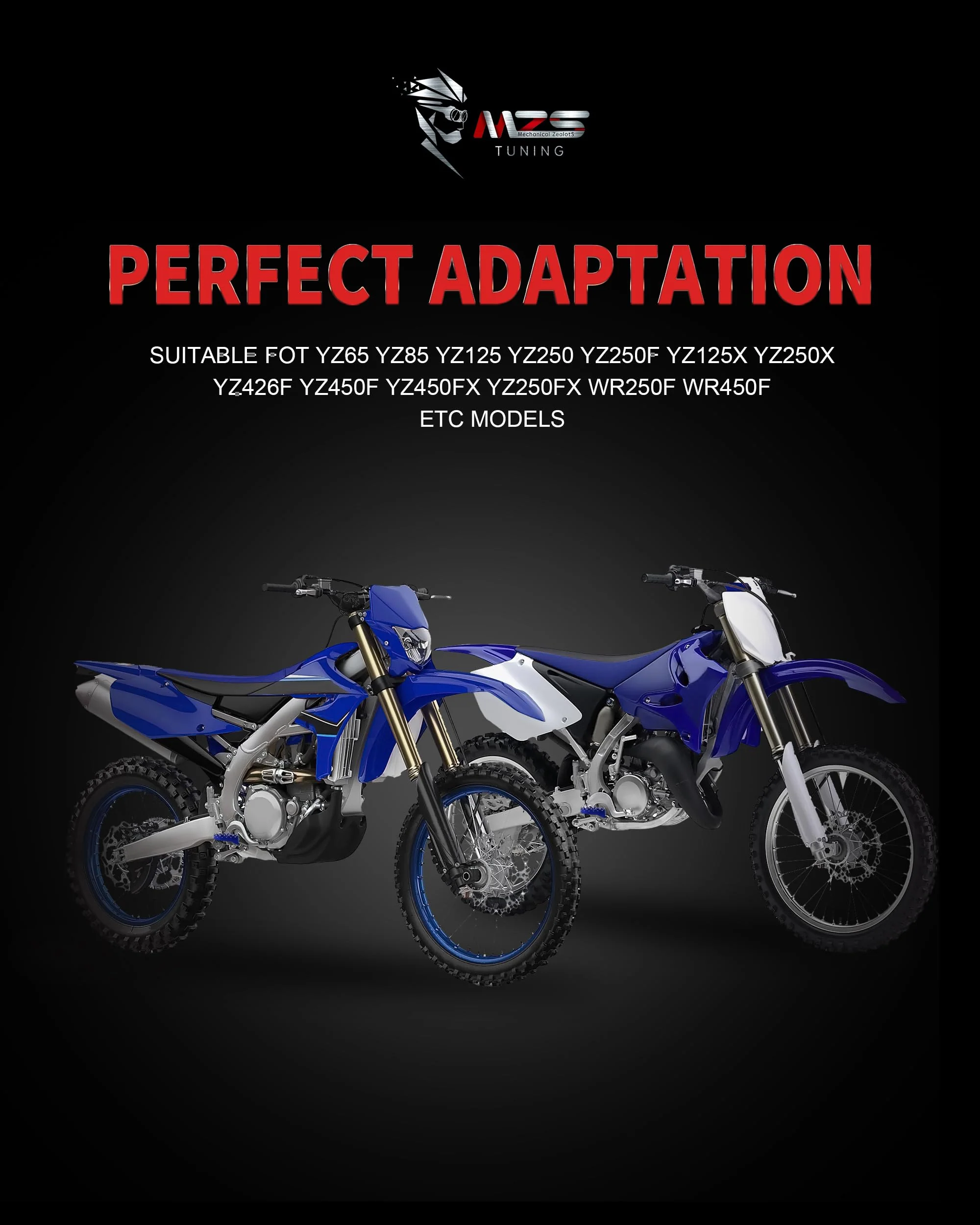 MZS Dirt Bike Foot Pegs, CNC Motocross Footpeg MX Footrest Rest Pedal Blue Compatible with YZ65 YZ85 YZ125 YZ250 YZ250F YZ125X YZ250X YZ426F YZ450F YZ450FX YZ250FX WR250F WR450F YZ 65/85/125/250/250F/250X/426F/450F, WR 250F/450F - Image 7