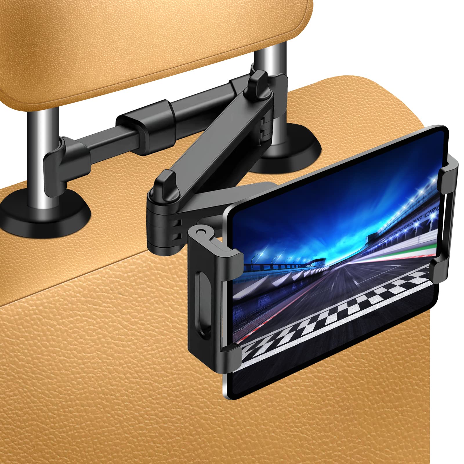 najiaxiaowu Headrest Tablet Holder for Car,ipad Headrest Mount for Car Fits for 5.5-10.2 Inch Phones/Tablet/ipad Car Tablet Holder with 360° Rotating Adjustable Road Trip Essentials for Kids,Black