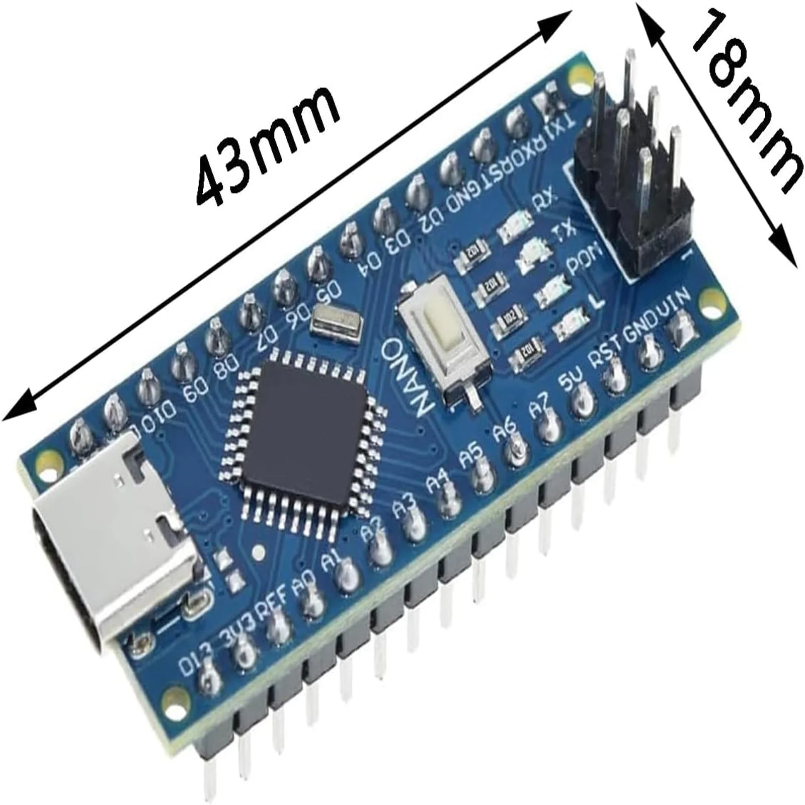 Nano Module with CH340 Microchip, 5 V/16 MHz Nano Board Compatible with Arduino IDE (Type C Port) Pack of 2 - Image 2